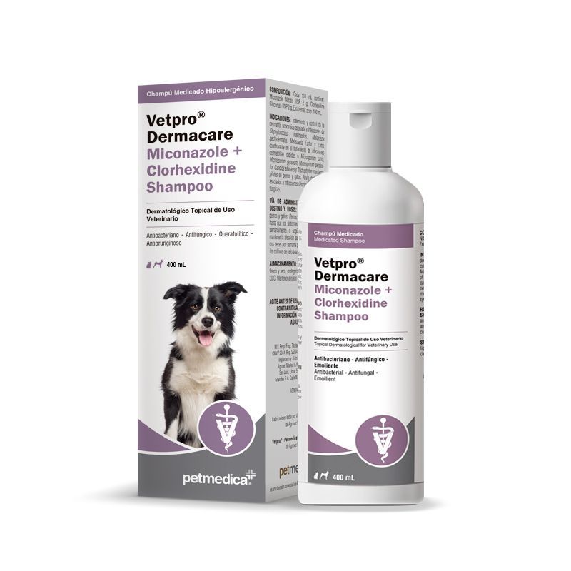 GENERICO - SHAMPOO PARA PERROS Y GATOS VETPRO DERMACARE MICONAZOLE  CLORHEXIDINE X 400ML