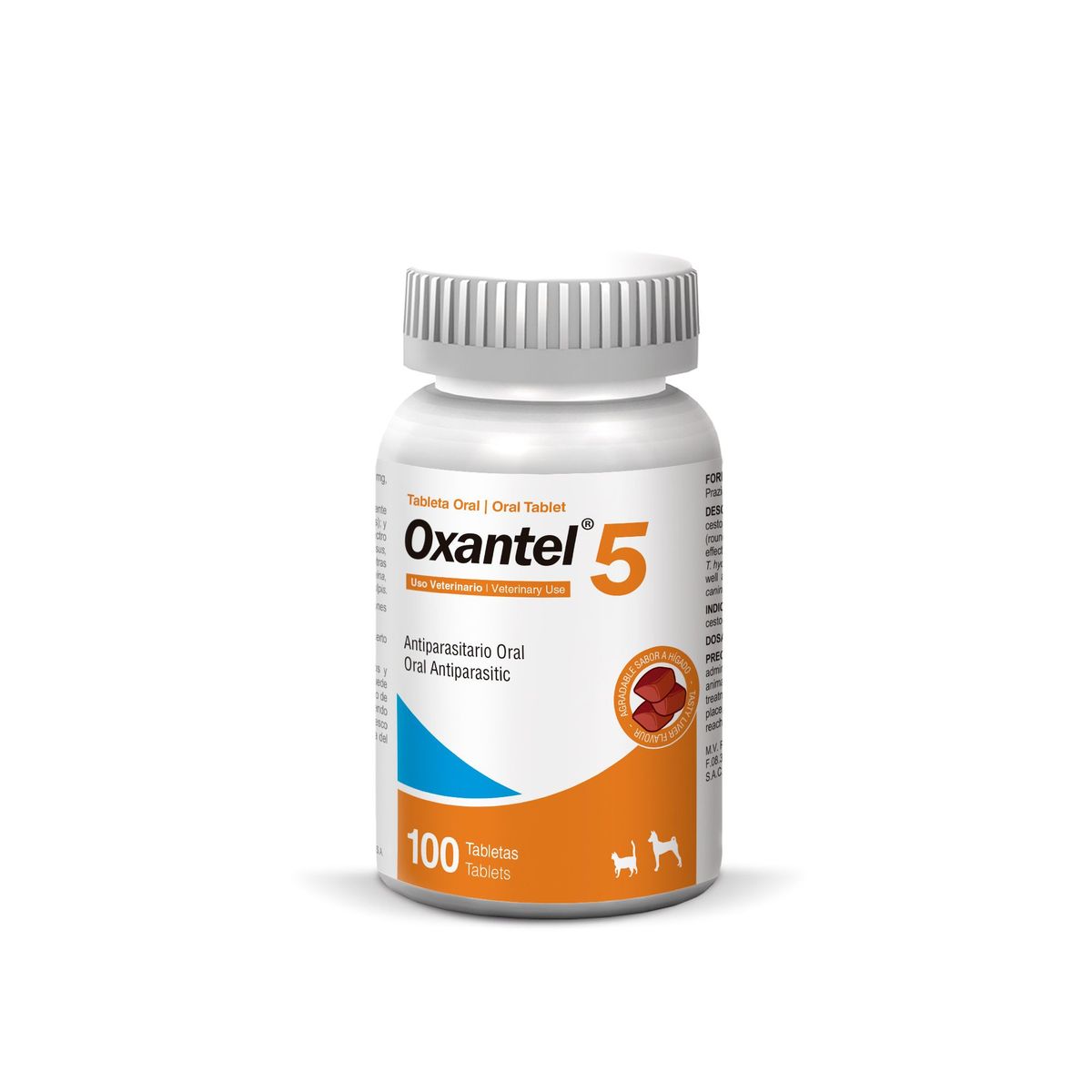 AGROVET - ANTIPARASITARIO INTERNO PARA PERROS Y GATOS OXANTEL 5 X 100 TAB
