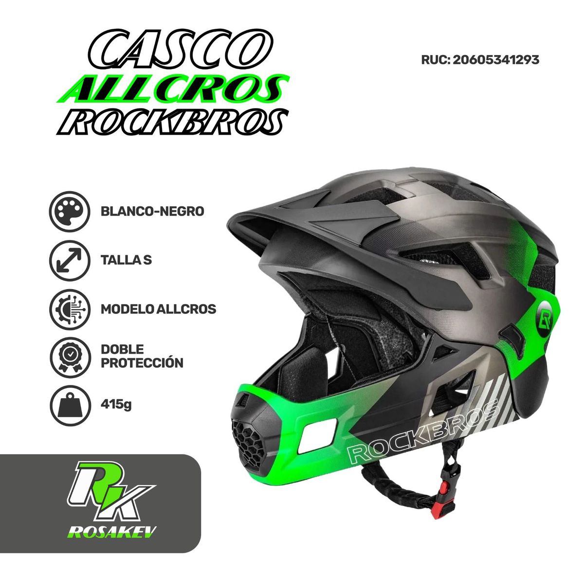 ROCKBROS - CASCO ALLCROSS ROCKBROS NIÑO VERDE M