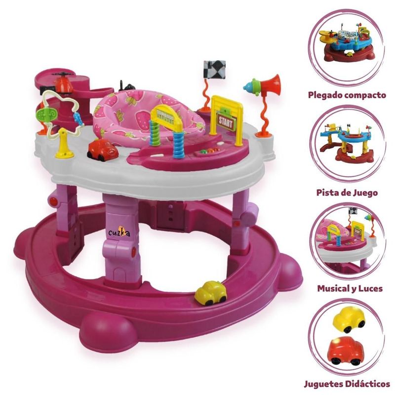 BEAUTIFUL - Andador Saltarín Para Bebé 5 en 1 «CARRUSEL 360°» Pink