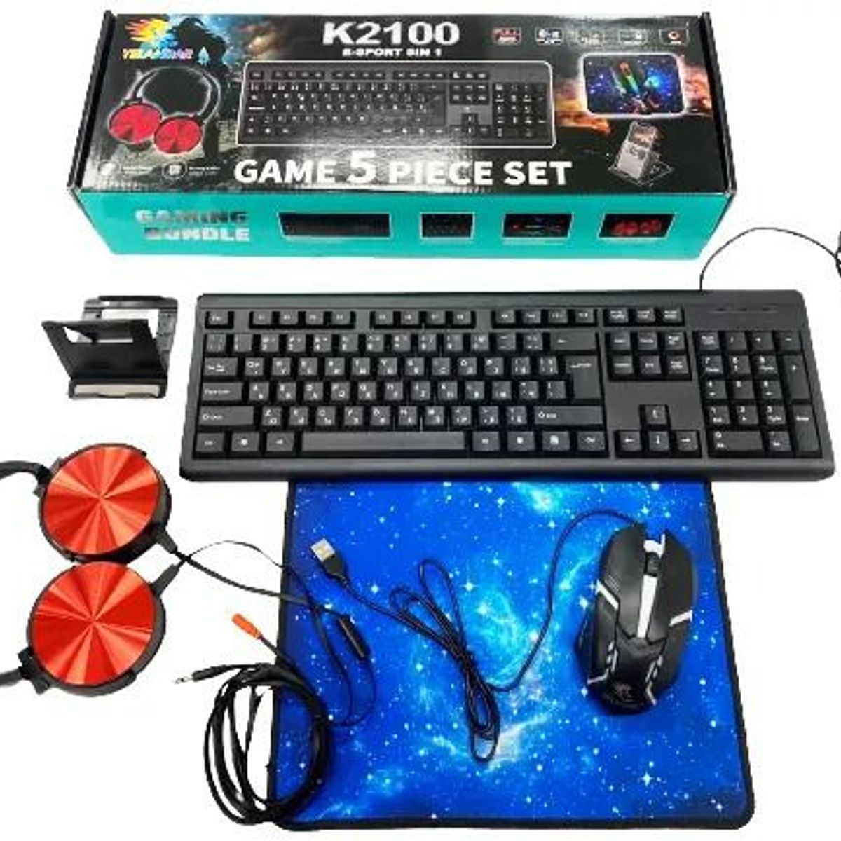 OEM - YELANDAR Combo 5 en 1  Teclado Mouse Pad Soporte Celular Audifono