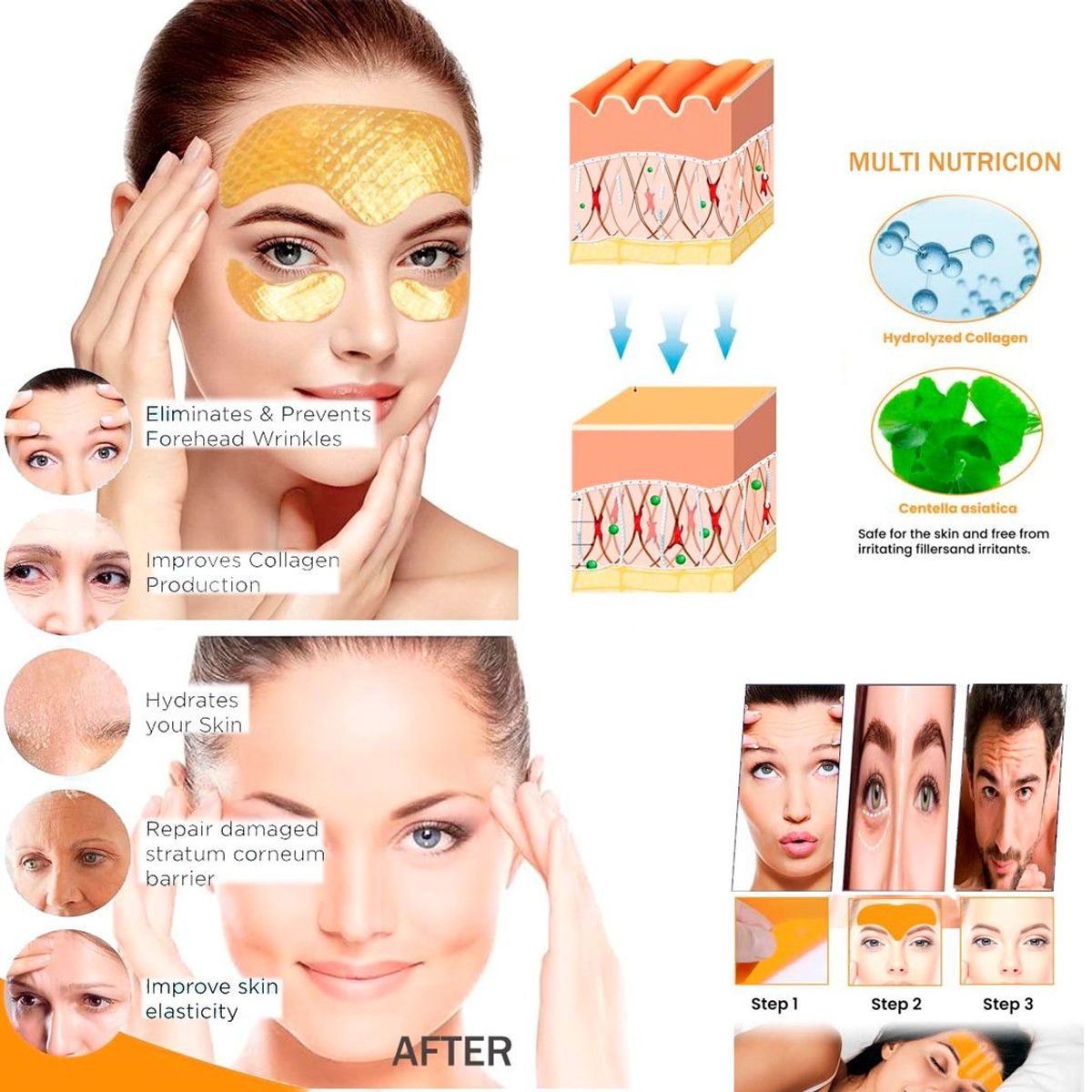 GENERICO - 10 Parches para piel envejecida +  60 Mascarillas Colageno Ojeras