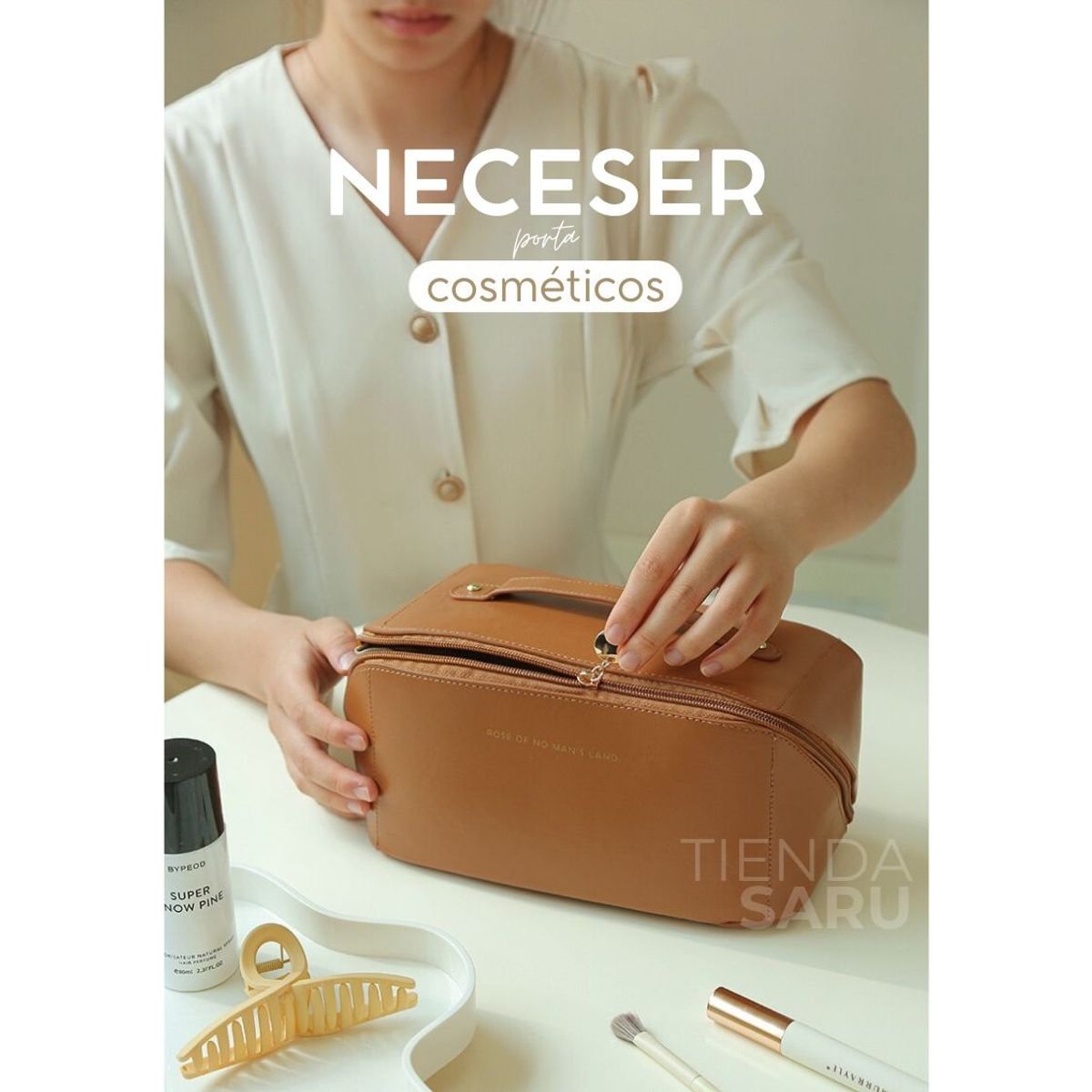 GENERICO - Neceser Estuche Organizador De Cosméticos Marrón