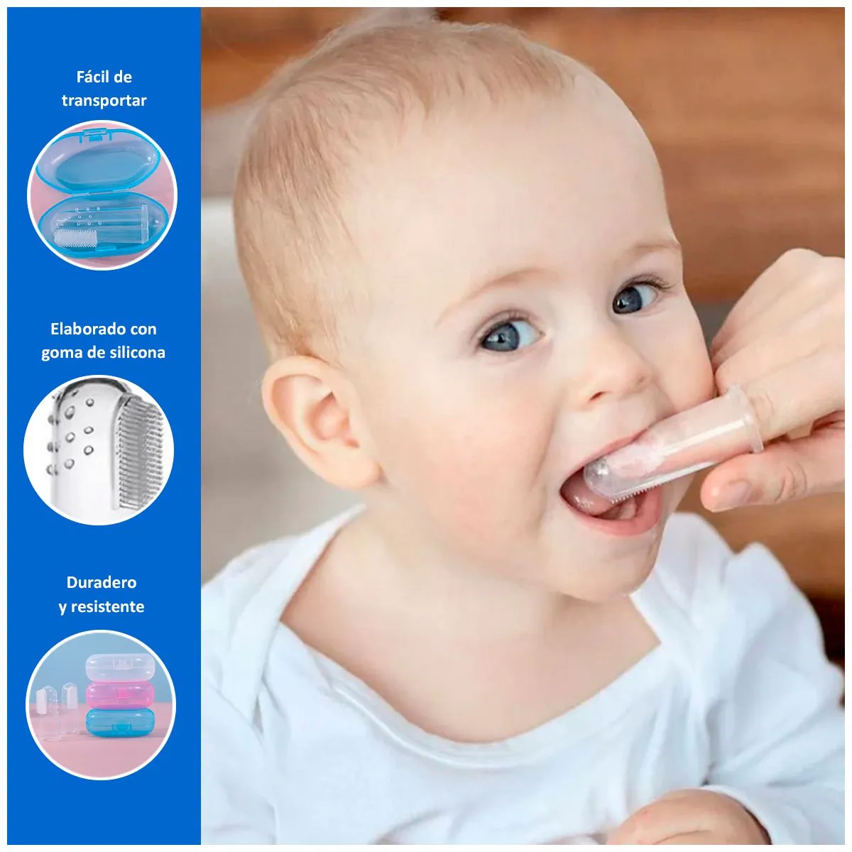 SASARU - Cepillo Dedal de Silicona para Dientes y Encías - Rosado