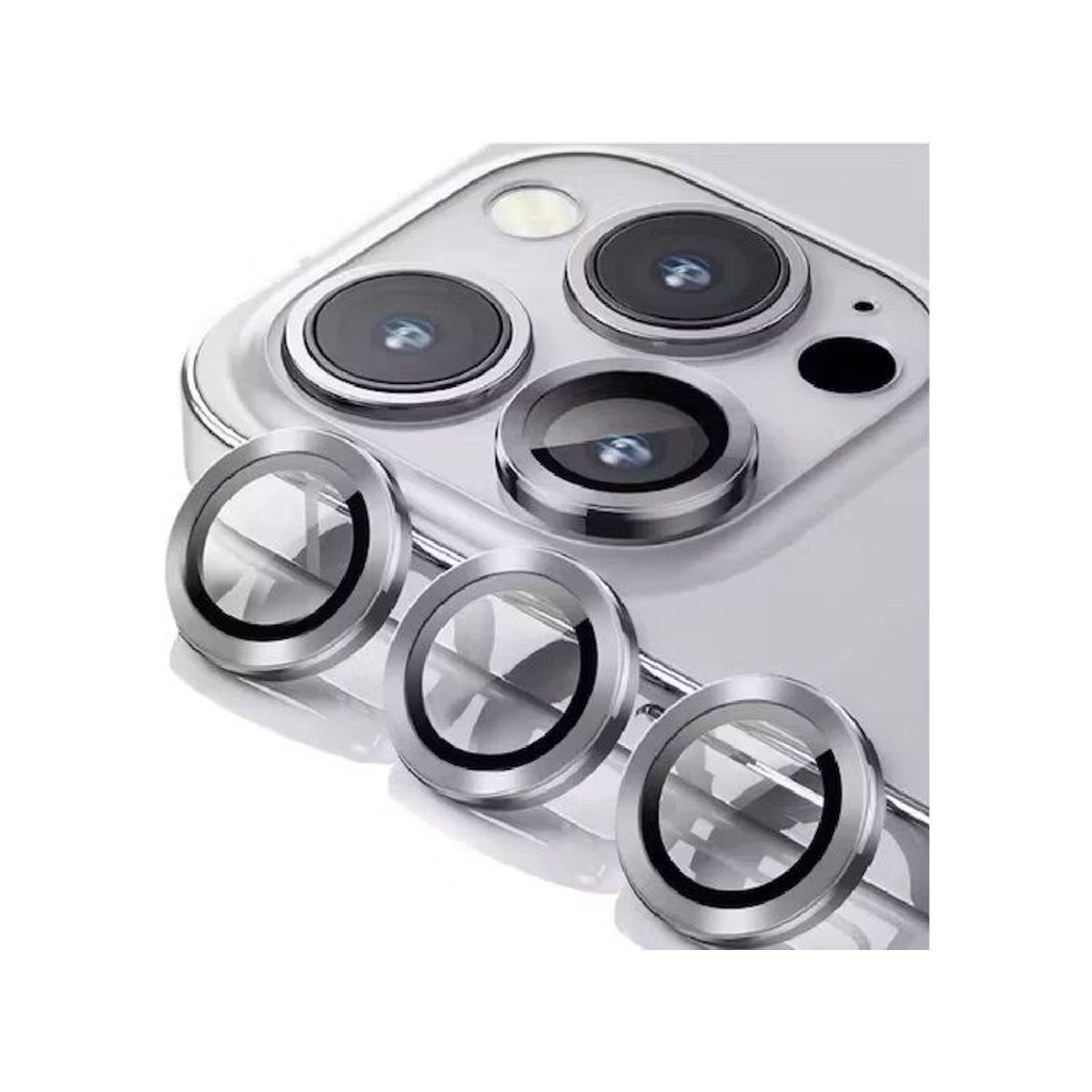 GENERICO - Protector de Cámara Metálico iPhone 15 Pro/ 15 Pro Max Plateado