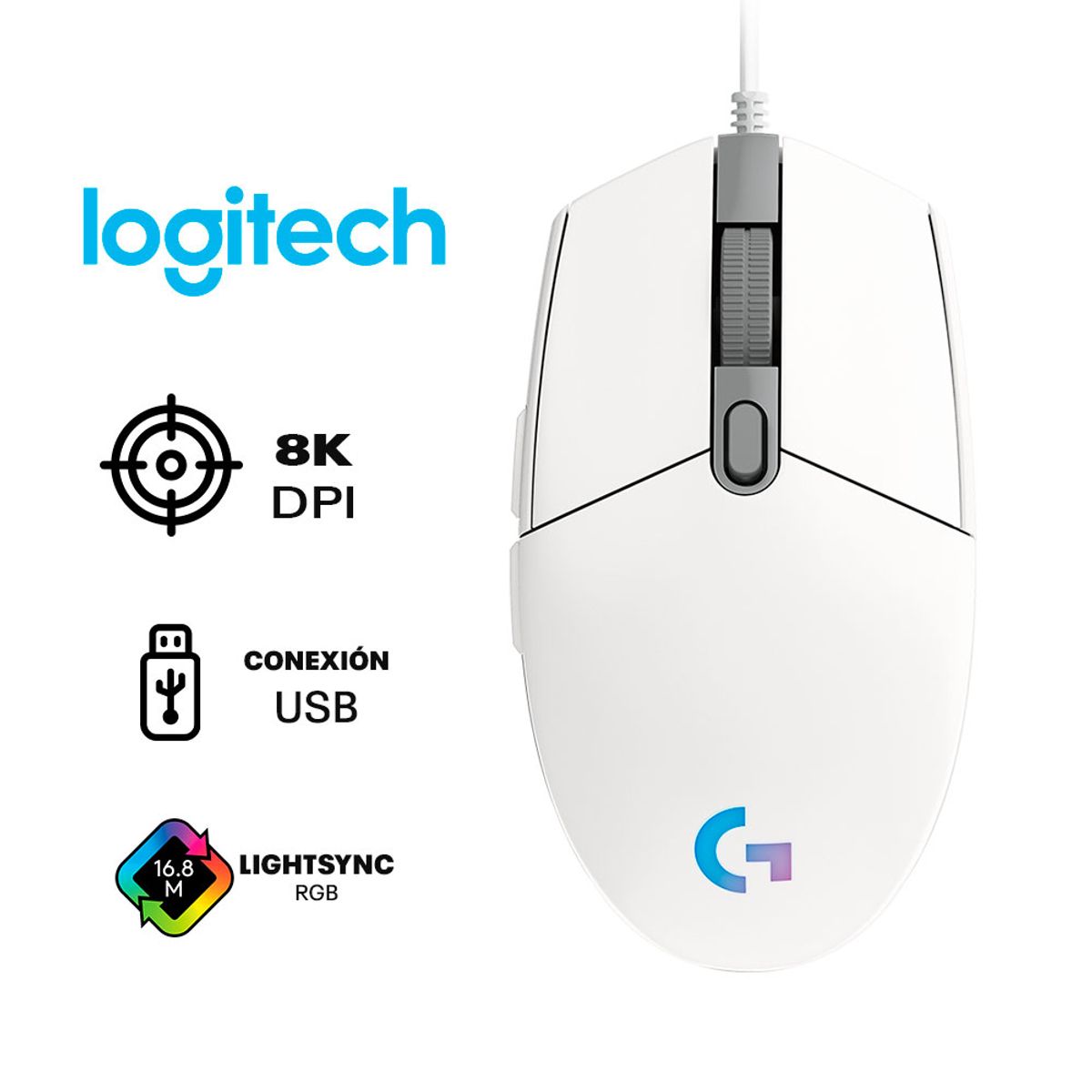 GENERICO - Mouse Logitech G203 RGB LIGHTSYNC - Blanco