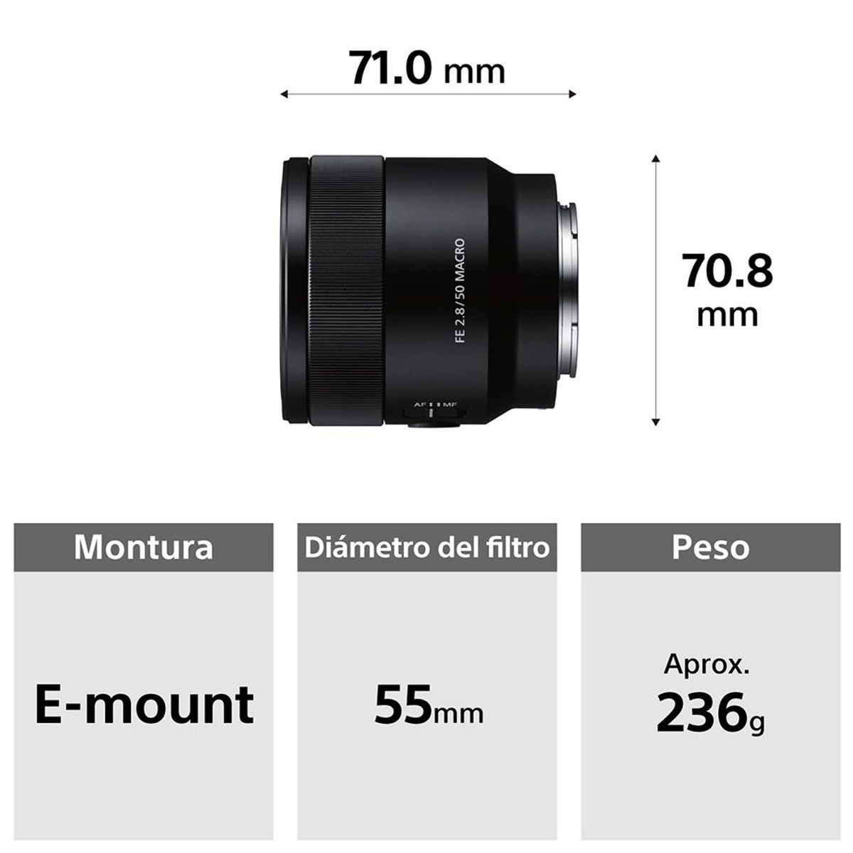 SONY - Sony Lente Macro Montura E Full Frame SEL50M28