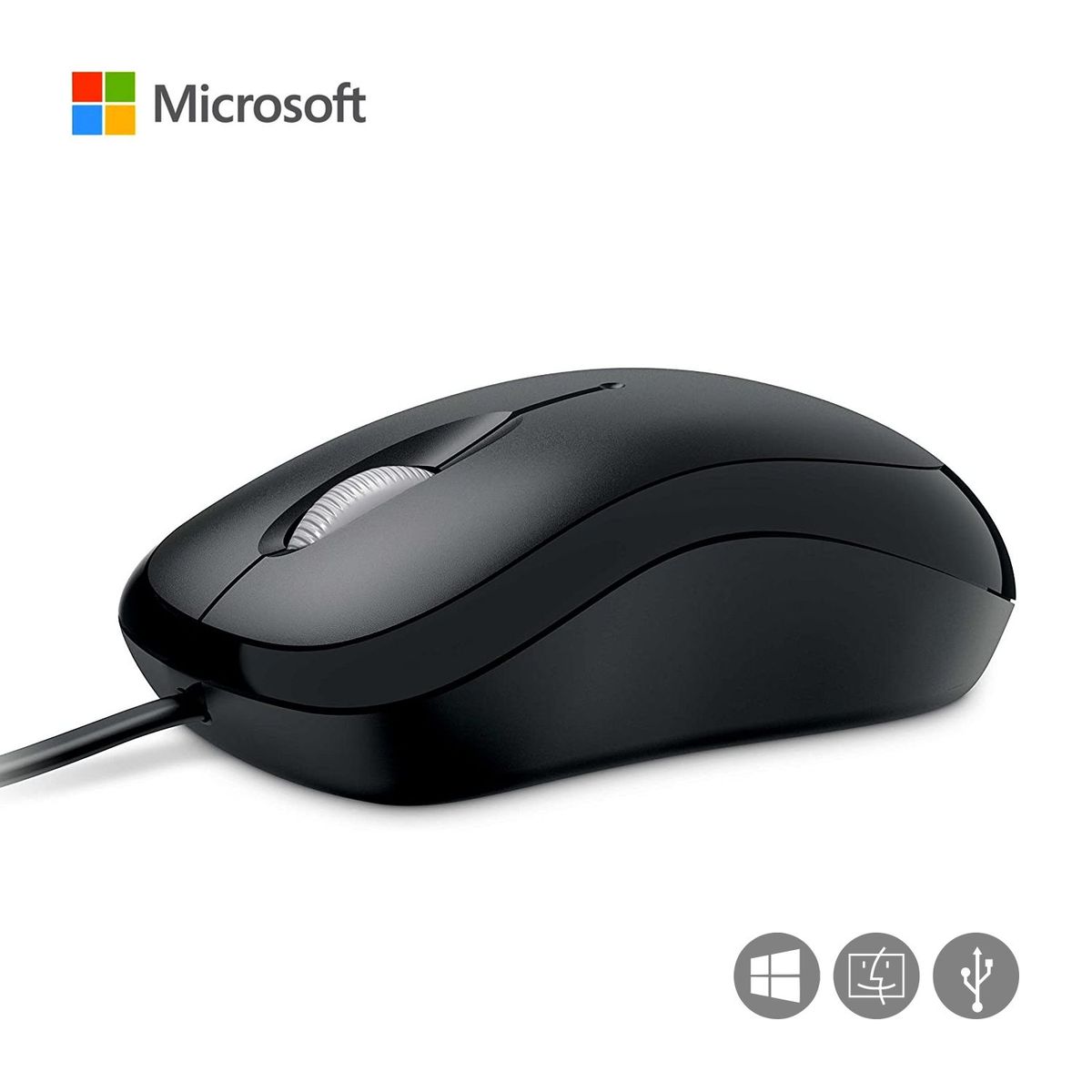 MICROSOFT - Mouse Alámbrico Microsoft Basic-Sensor Óptico-Ambidiestro 1113 Negro