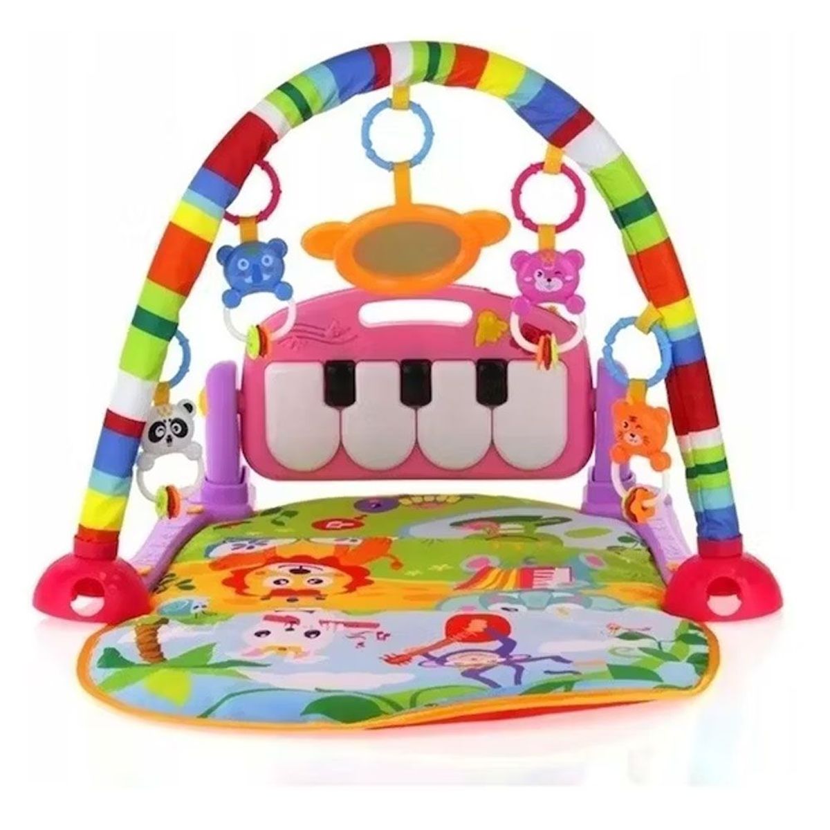 HUANGER - Gimnasio Multifunción con Piano 3 en 1 Rosado