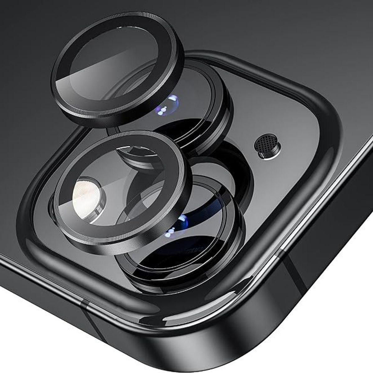 GENERICO - Protector de Cámara Metálico iPhone 15 / 15 Plus Negro