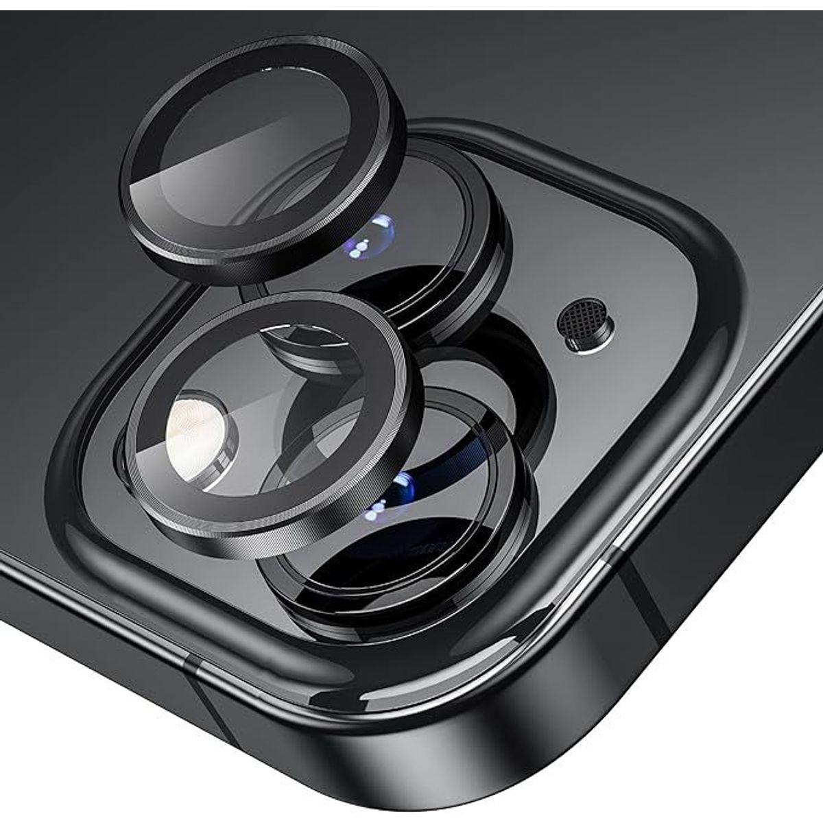 GENERICO - Protector de Cámara Metálico iPhone 15 / 15 Plus Negro