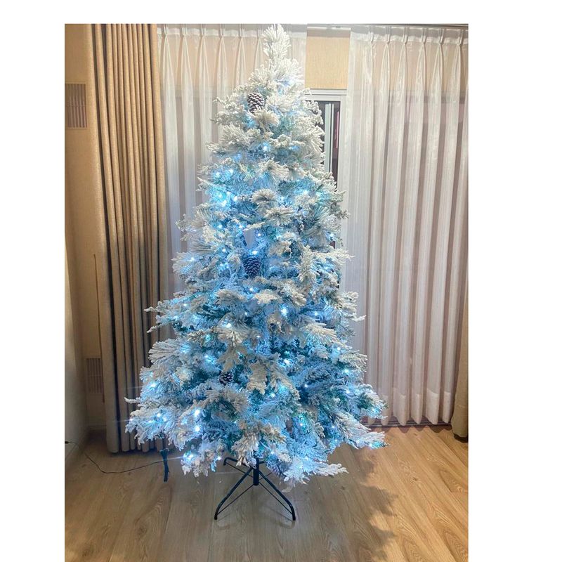 GENERICO - Árbol de Navidad 210cm con luces incorporadas palmera nevado Premium