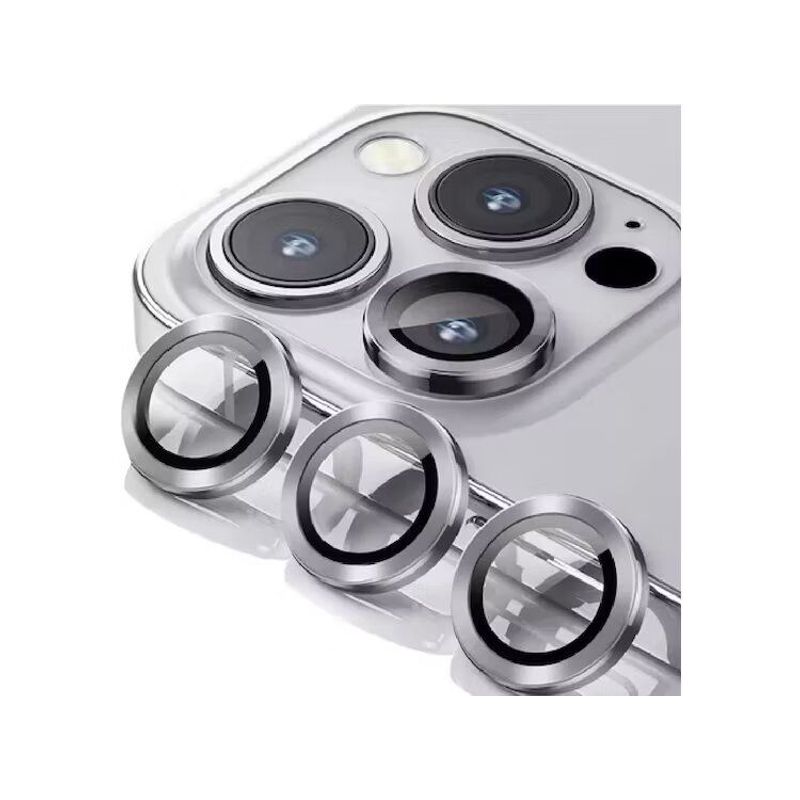 GENERICO - Protector de Cámara Metálico iPhone 15 Pro / 15 Pro Max - Plateado
