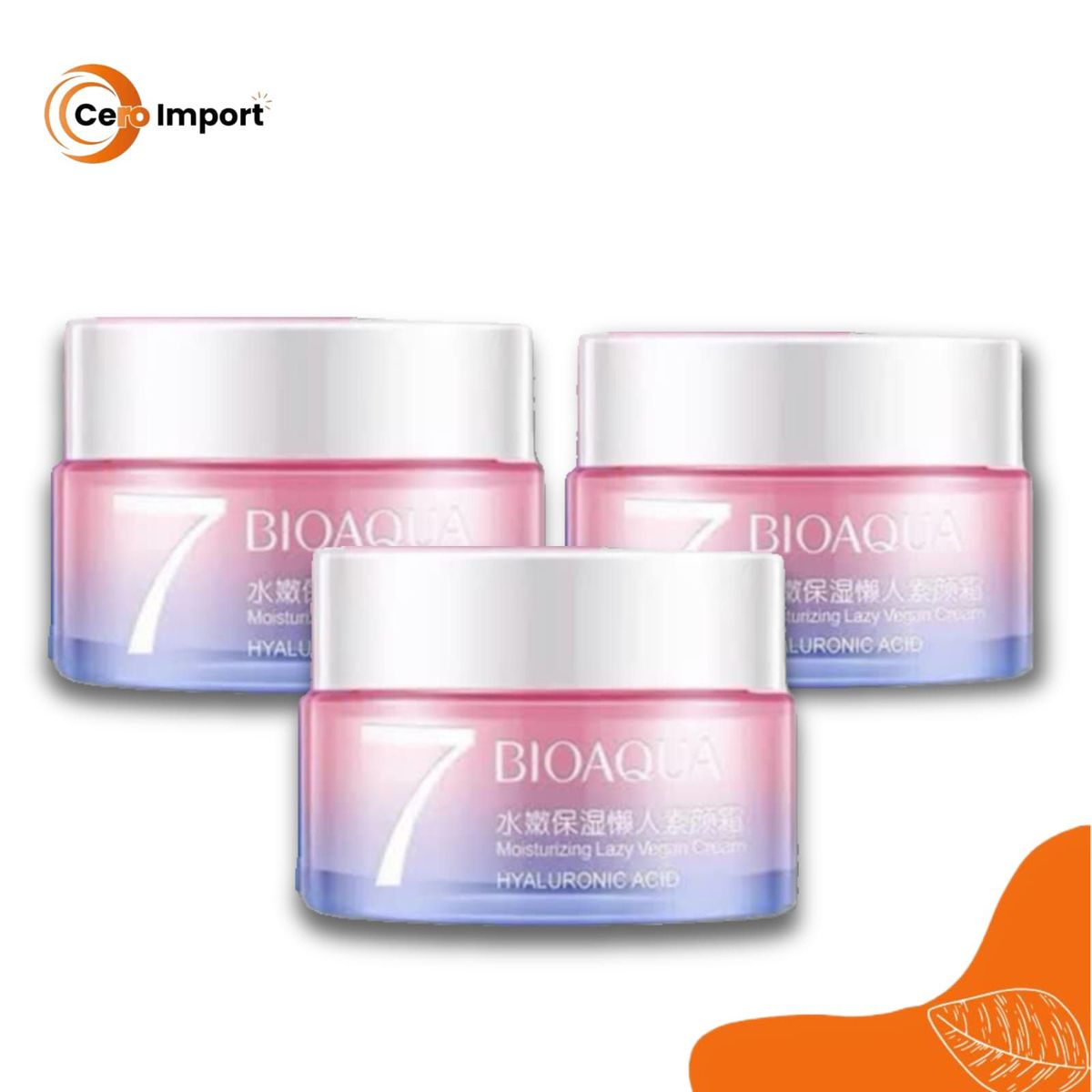 BIOAQUA - Pack 3 Crema Hidratante V7 Vegana Acido Hialuronico Bioaqua