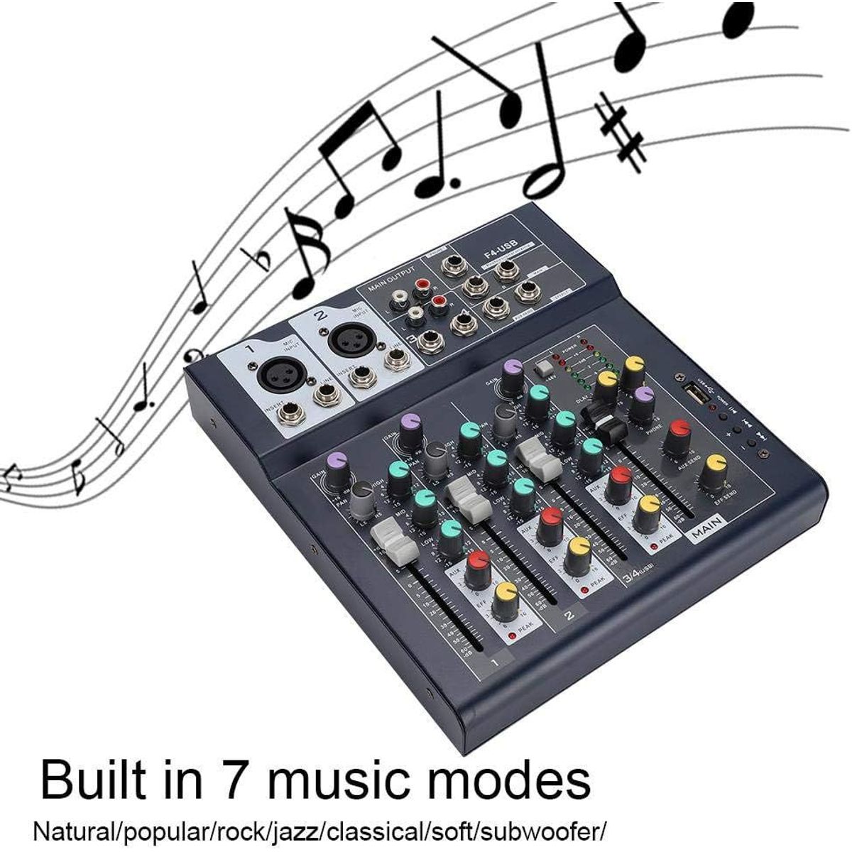 OEM - Mezclador F4-USB Mezclador de Escenario Mezclador de Audio
