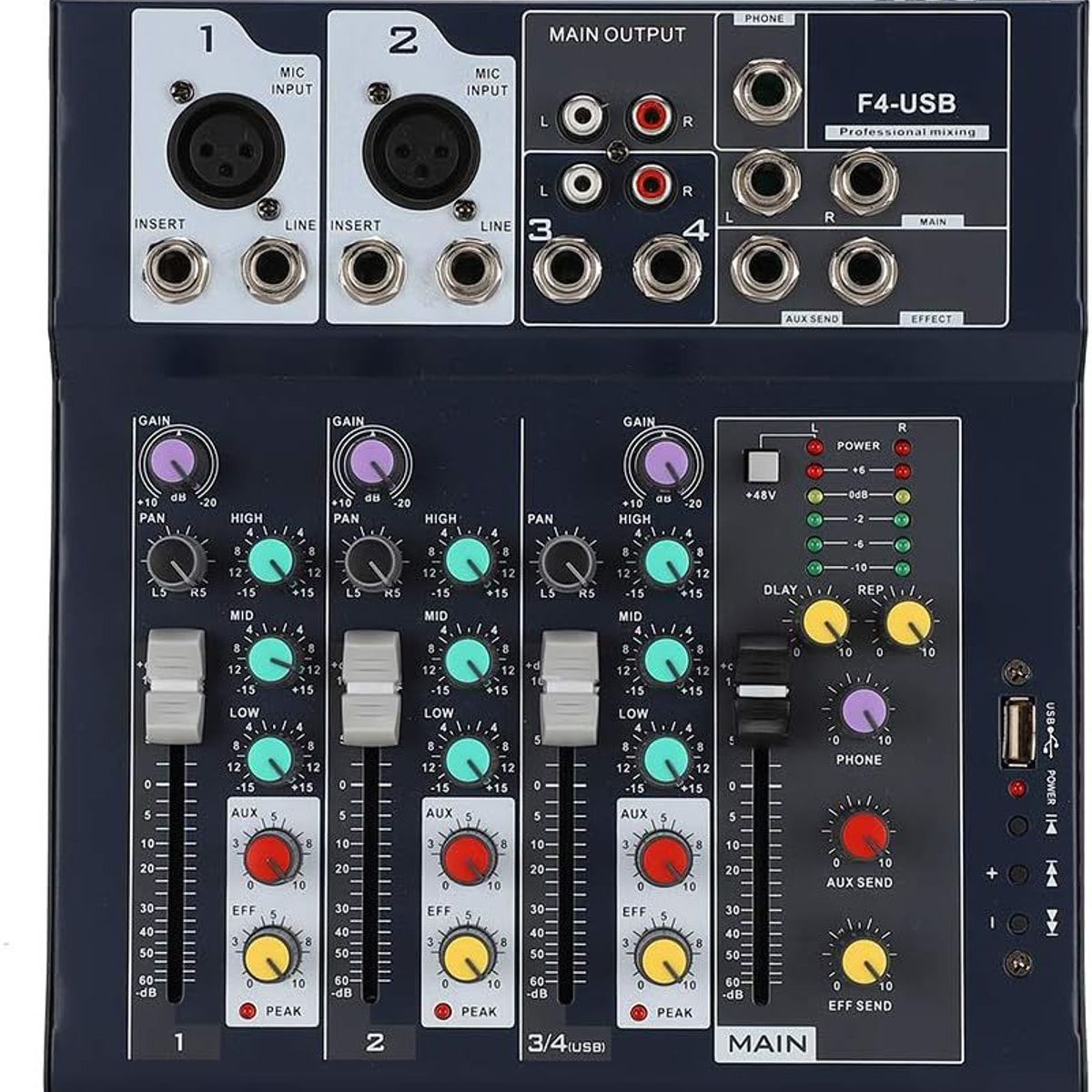OEM - Mezclador F4-USB Mezclador de Escenario Mezclador de Audio