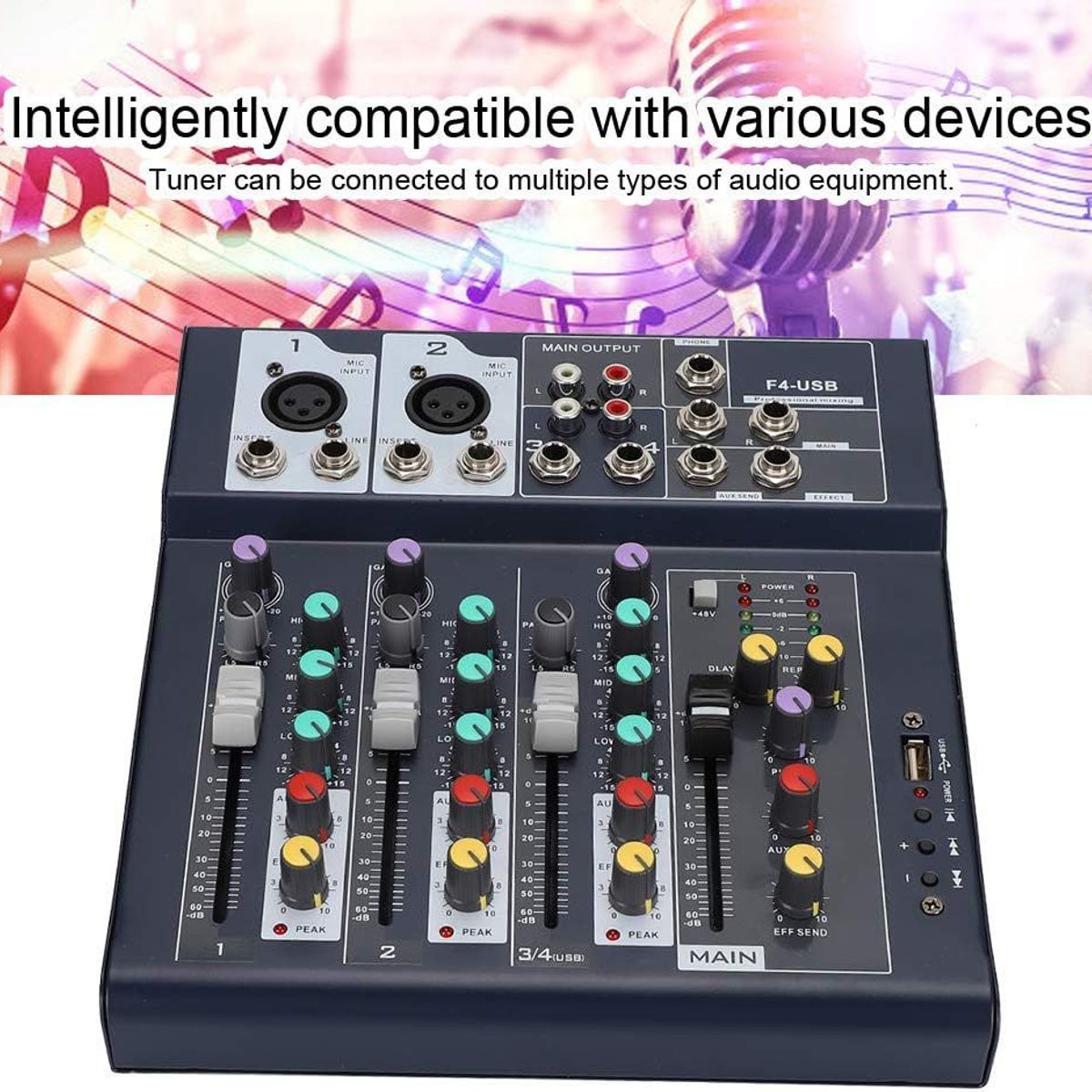 OEM - Mezclador F4-USB Mezclador de Escenario Mezclador de Audio