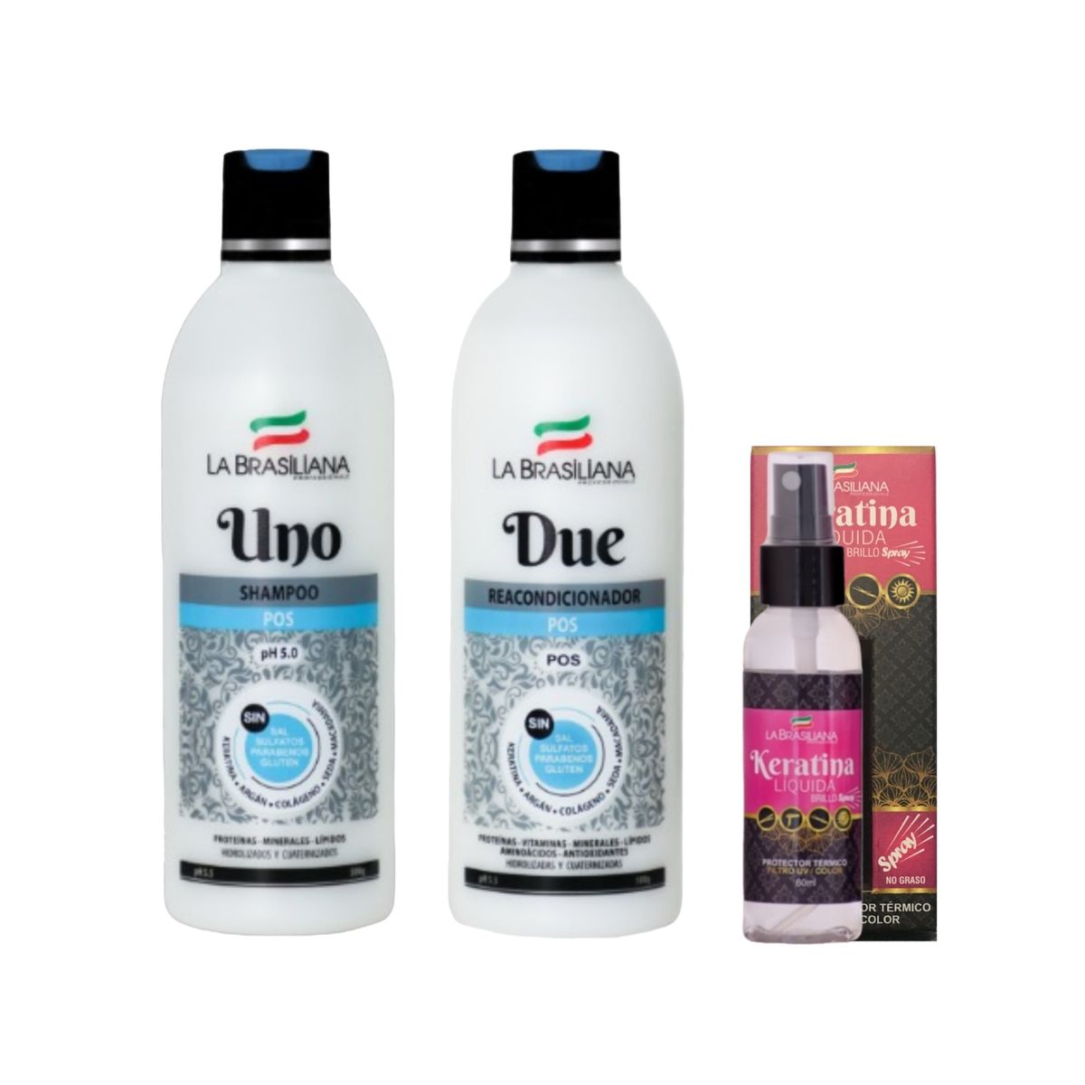 LA BRASILIANA - Pack La Brasiliana - Shampoo + Reacondicionador + Protector Térmico