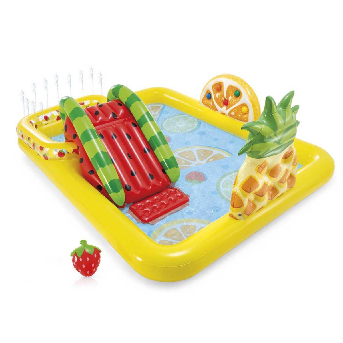 INTEX - Piscina Inflable, Centro de Juego con tobogán de frutas  - INTEX
