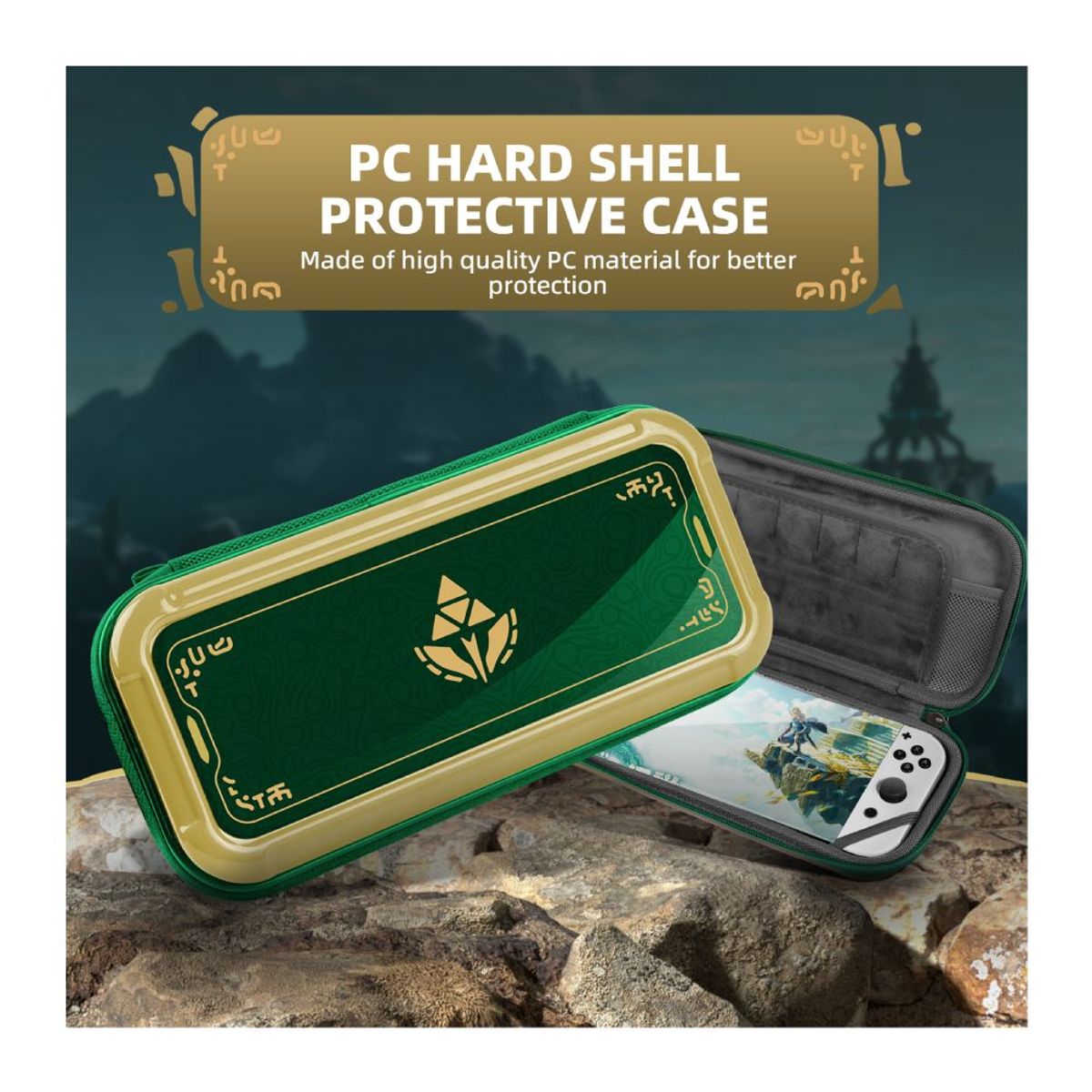 GENERICO - Estuche Case Funda Protector Nintendo Switch Oled Zelda Golden