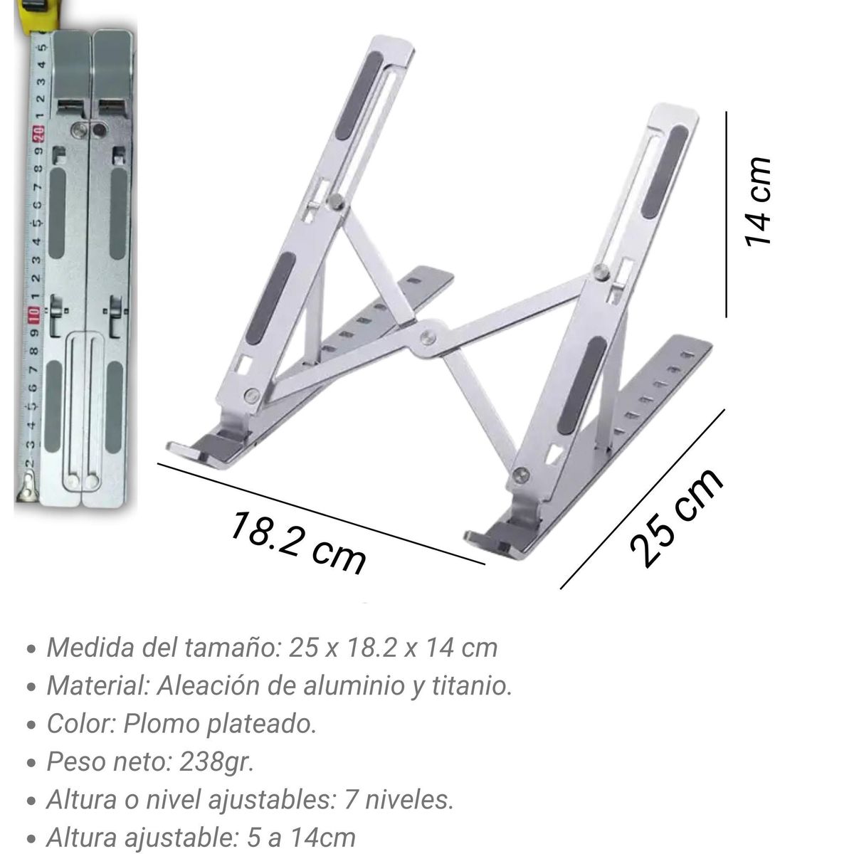 GENERICO - Soporte Aluminio Plegable Laptop Premium Portatil Multifuncion