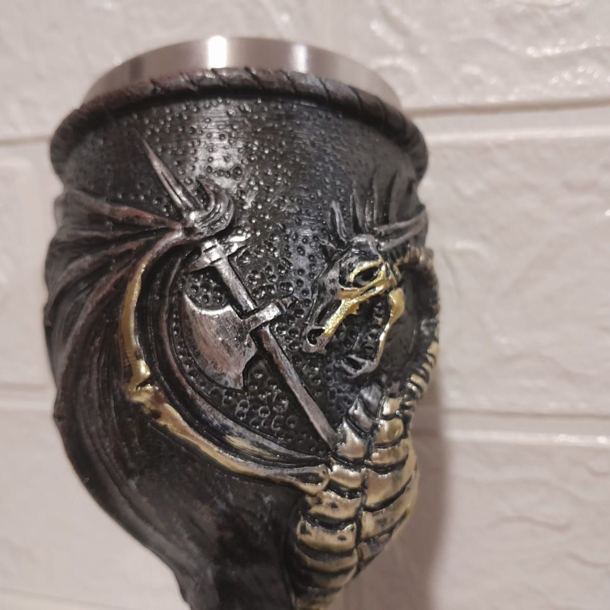 GENERICO - Copa Vino Termica Acero Tematica Medieval 3D Dragones Games Of Trones