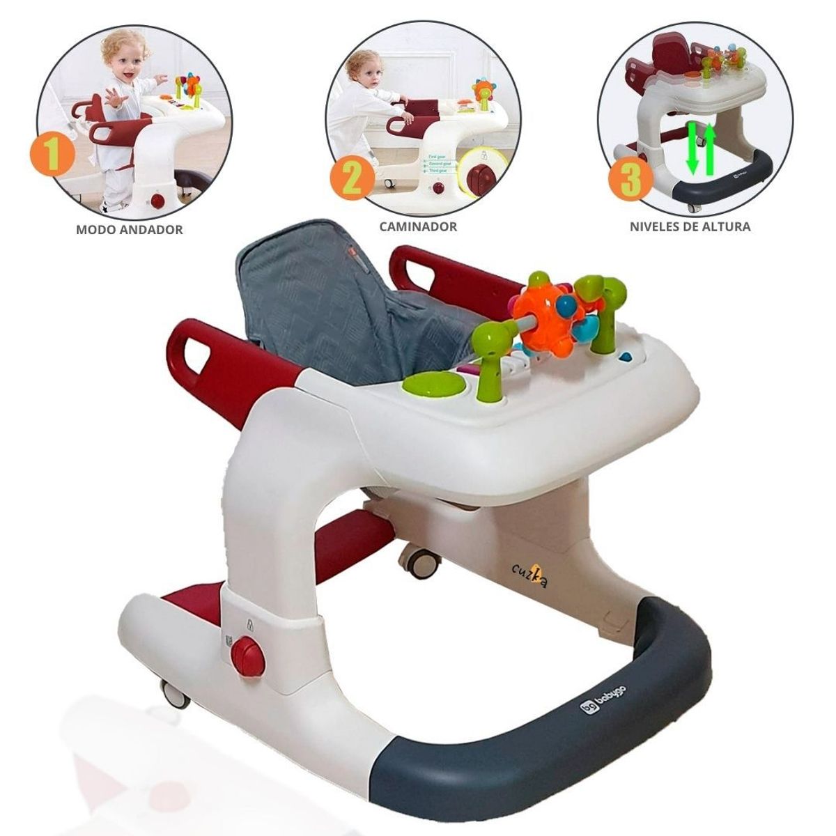 BABYGO - Andador Para Bebé Caminador 3 en 1 «KAMINO» Gray