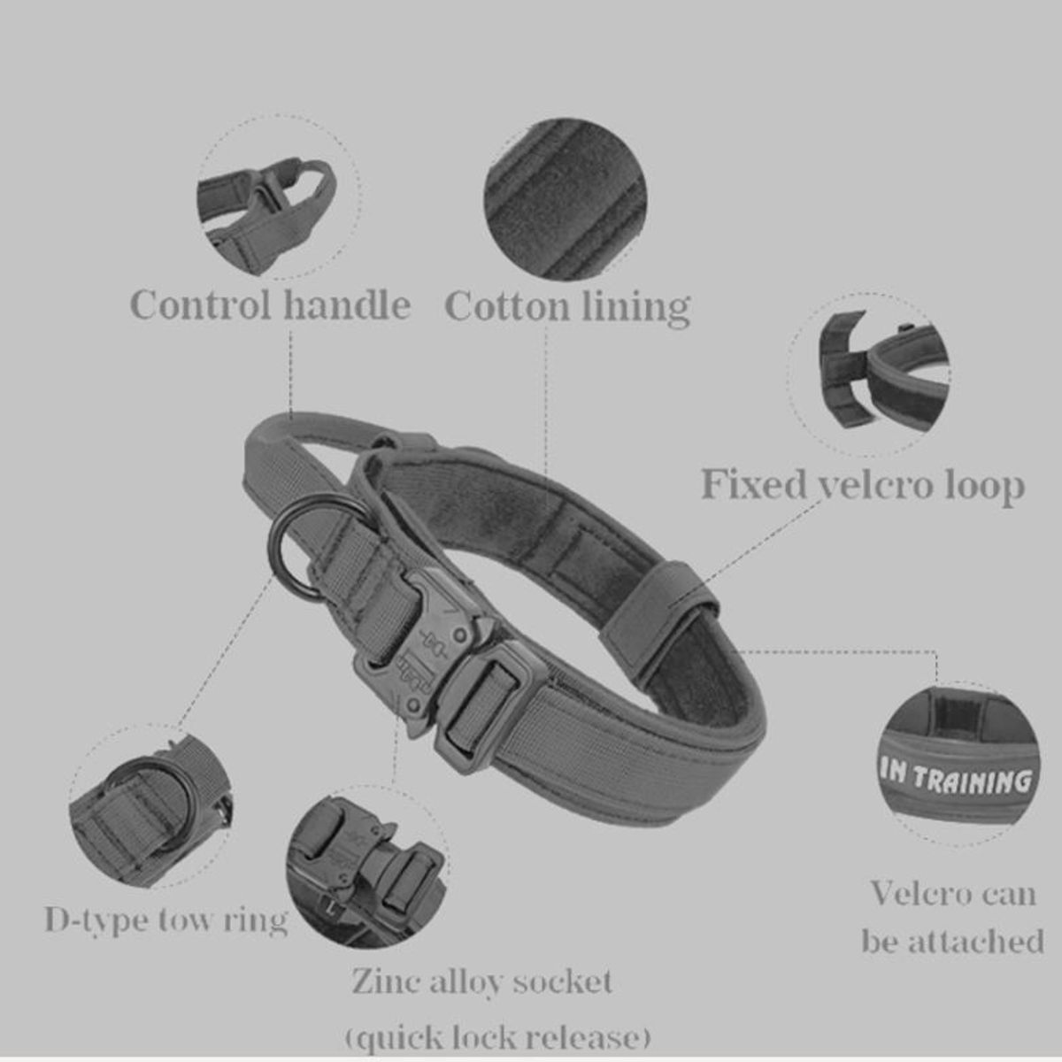 GENERICO - Collar ajustable para perro  Negro  Talla L