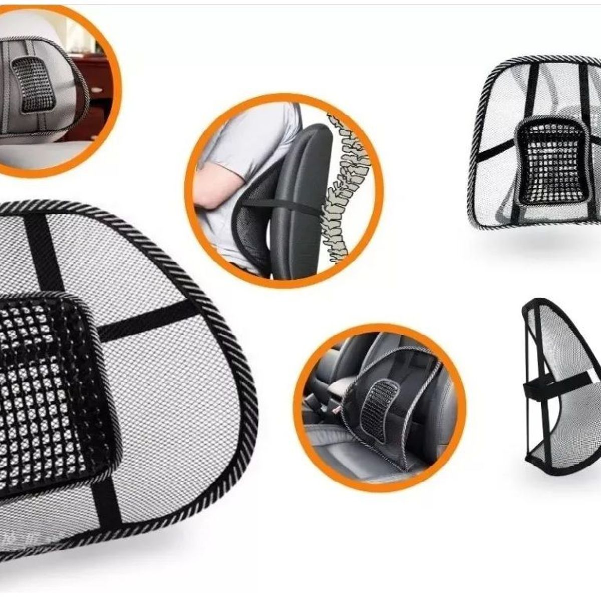 GENERICO - Respaldar Cojin Lumbar  Bolas Antiestres Corrector Postura