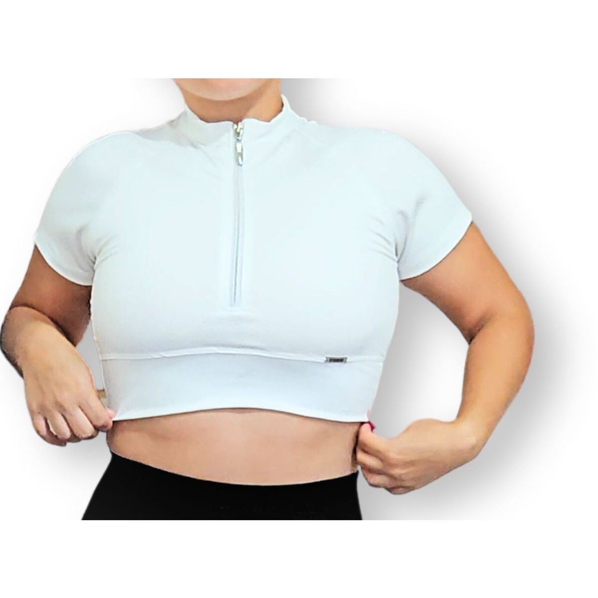 GENERICO - Top deportivo manga corta mujer - Crop top con cierre mujer - Ropa gym