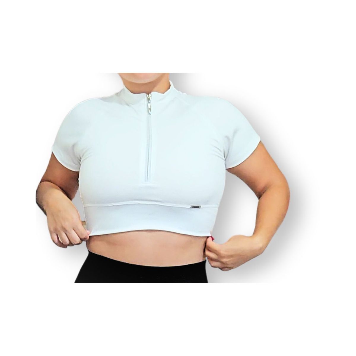 GENERICO - Top deportivo manga corta mujer - Crop top con cierre mujer - Ropa gym