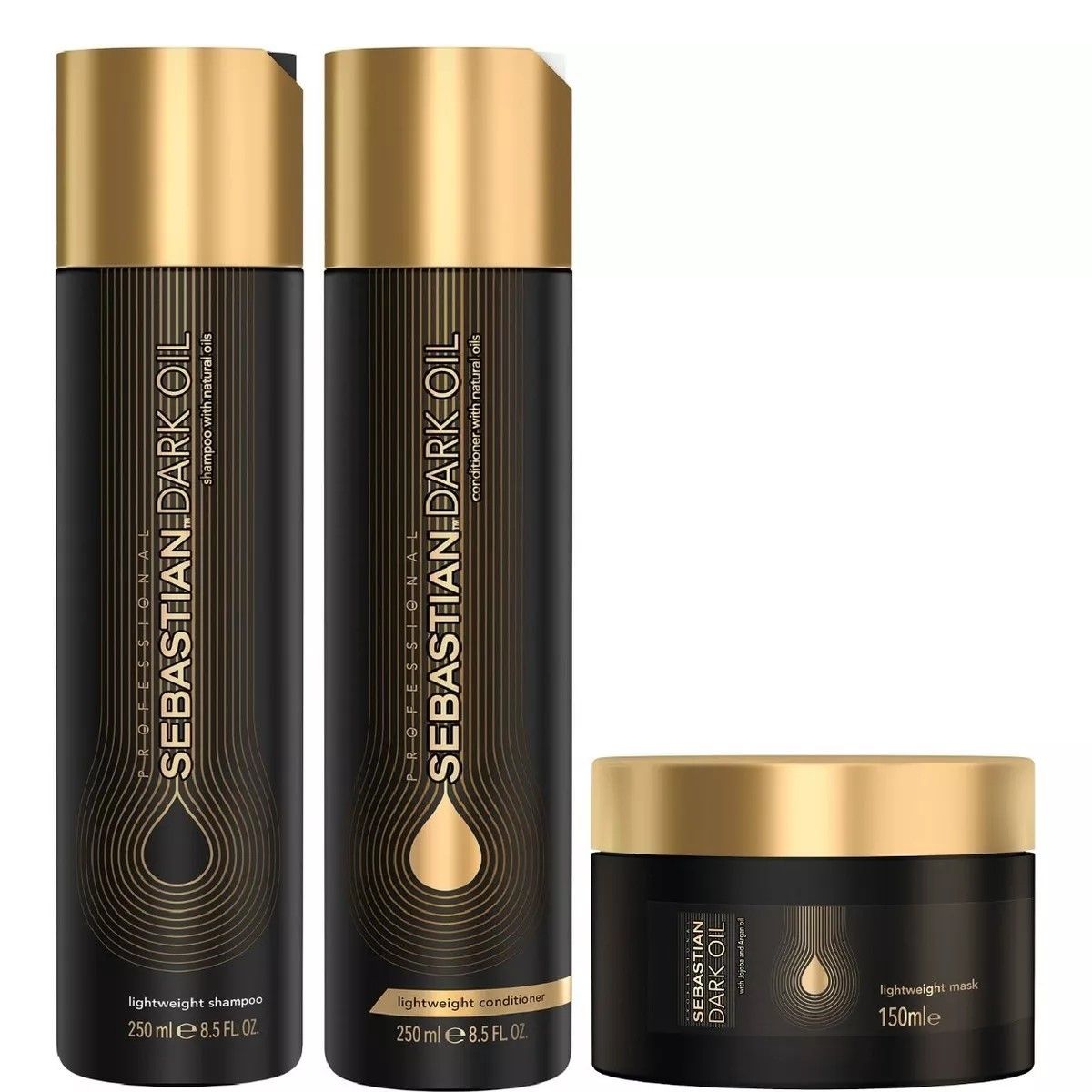 SEBASTIAN - Shampoo 250ml + Acondicionador+ Mascarilla Sebastian Dark Oil