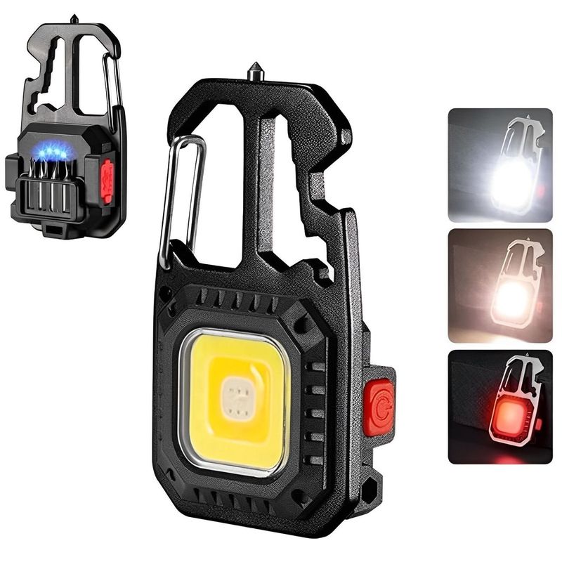 CAFINI - Linterna Led recargable con desarmadores Rompe vidrios y abrebotellas