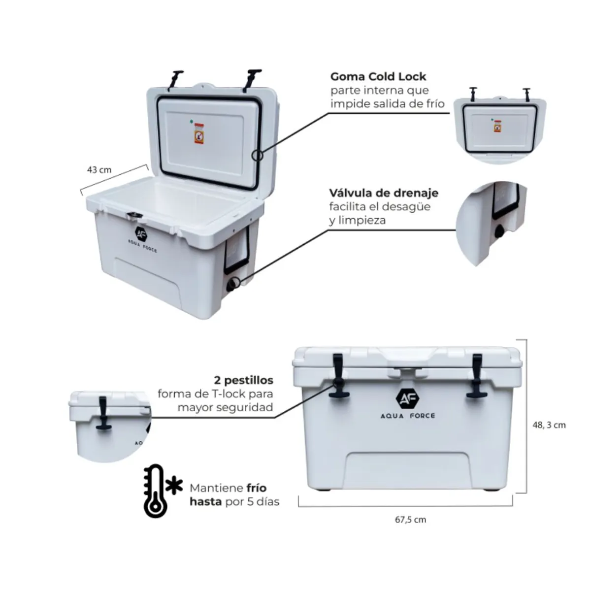 AQUA FORCE - Cooler Isla de Capri 51 lt Blanco.