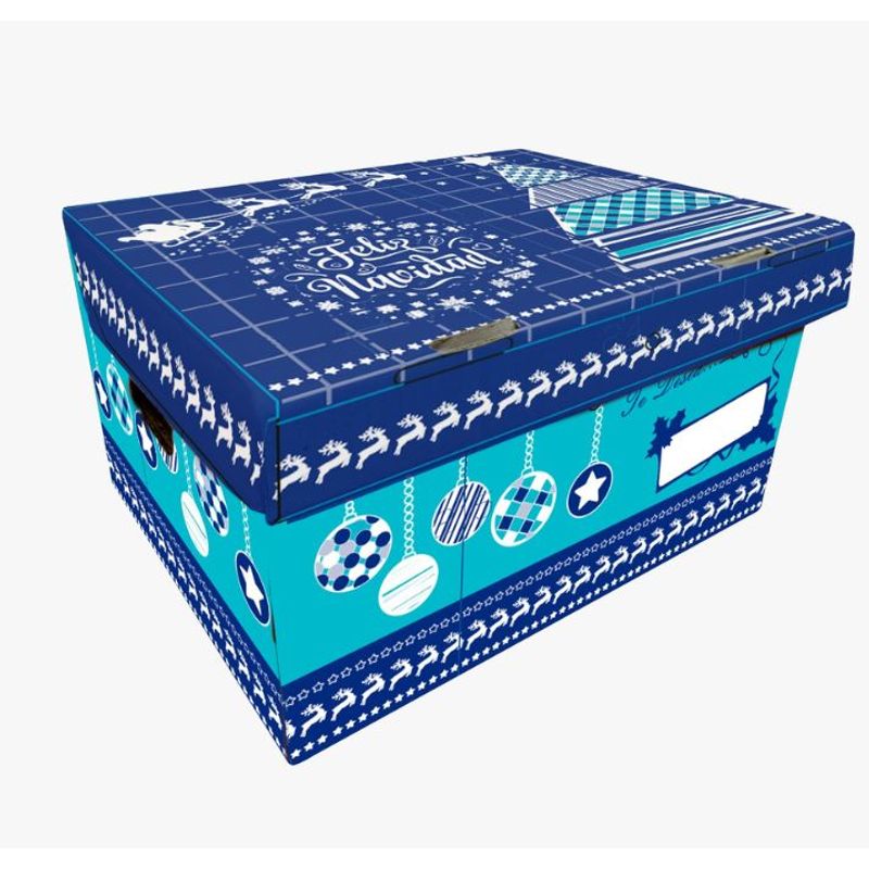 GENERICO - CAJA PARA CANASTA NAVIDEÑA X 12 UNID - ESTANDAR/AZUL