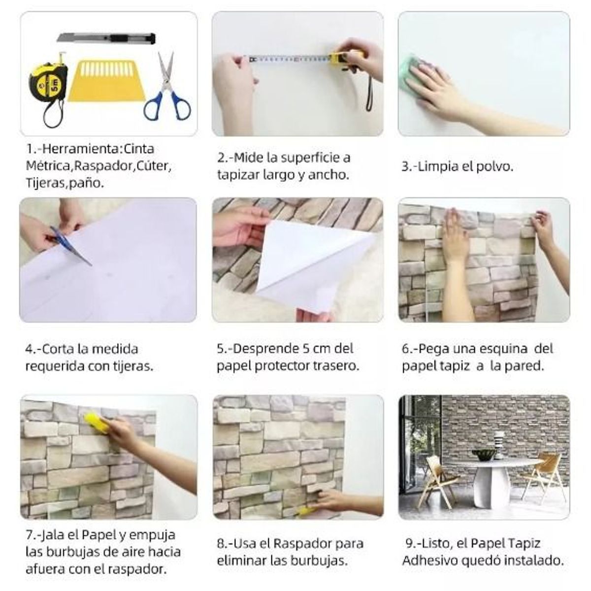 GENERICO - Papel tapiz autoadhesivo - Moderno floral- ROLLO 10m x 45cm