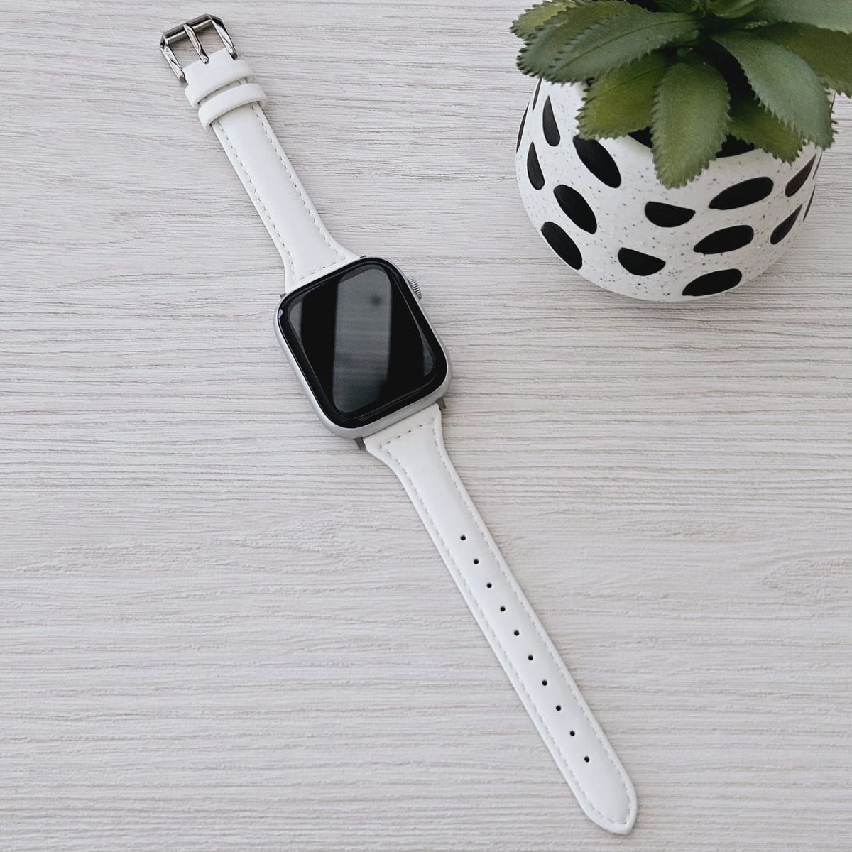 GENERICO - Correa Cuero Color para APPLE WATCH 42mm - 44mm - 45mm - 49mm - Blanco