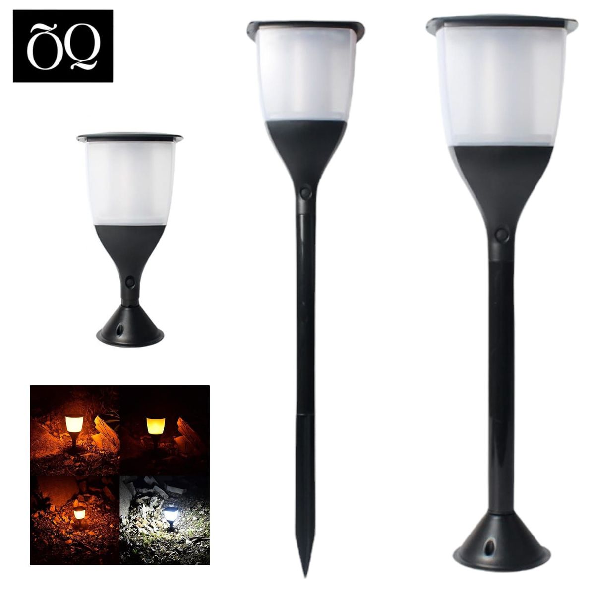 OEM - Antorcha Solar 3 modos Luz Blanca y Amarilla tipo Estaca para Jardin