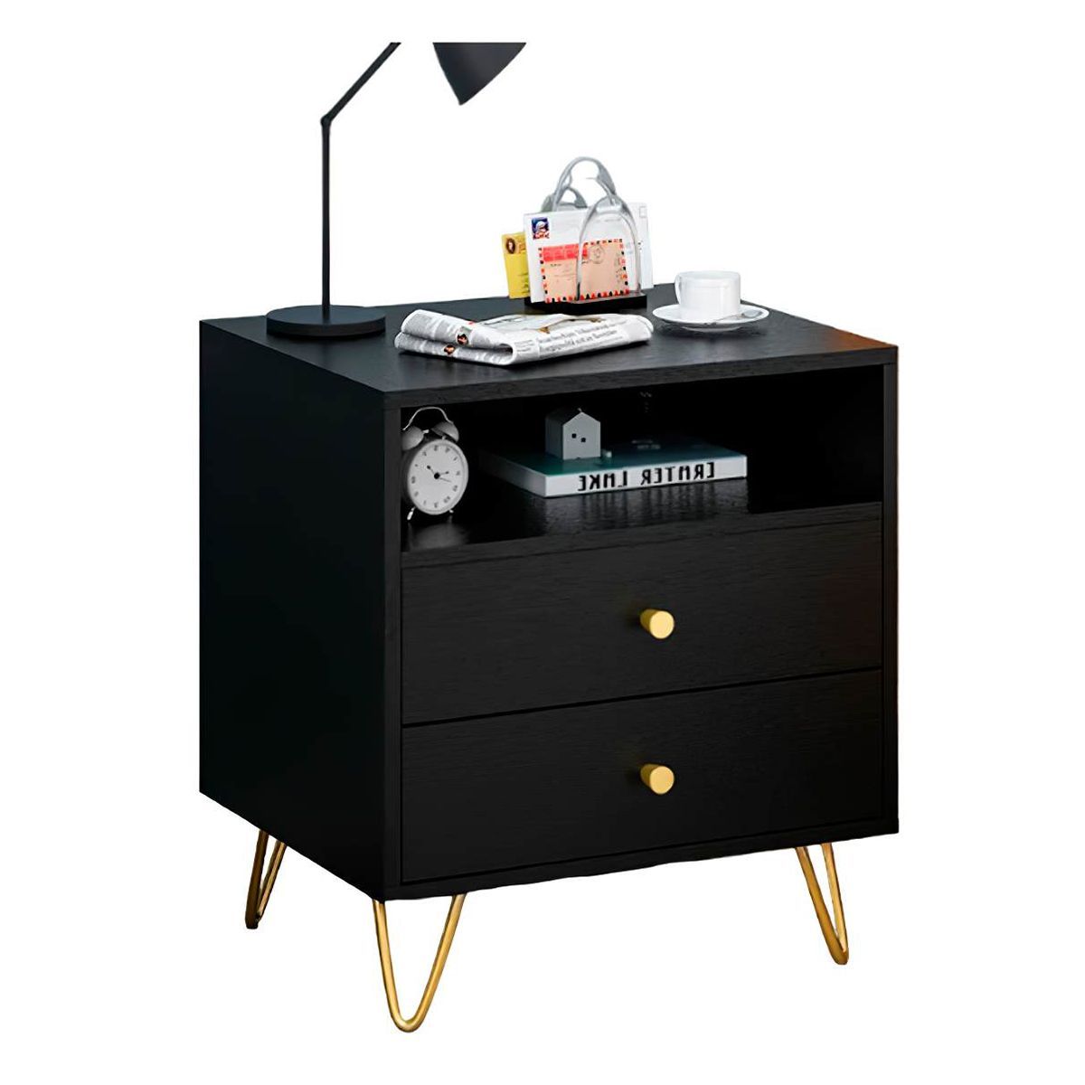 GENERICO - Velador Mesa De Noche Armado Gus Color Negro - Gaudi