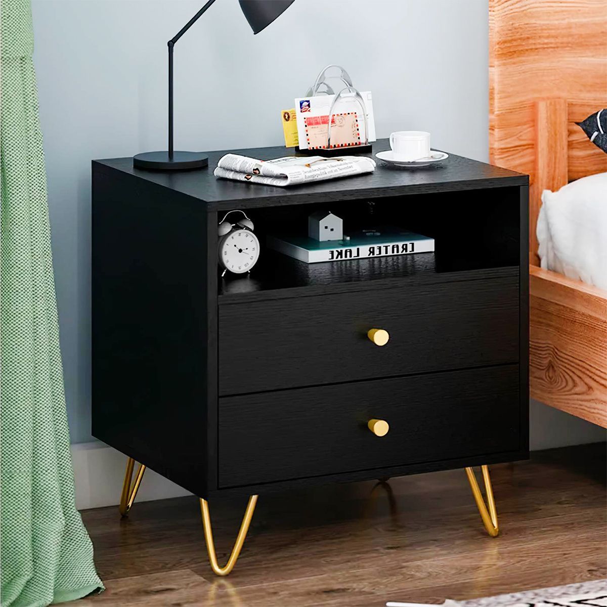 GENERICO - Velador Mesa De Noche Armado Gus Color Negro - Gaudi