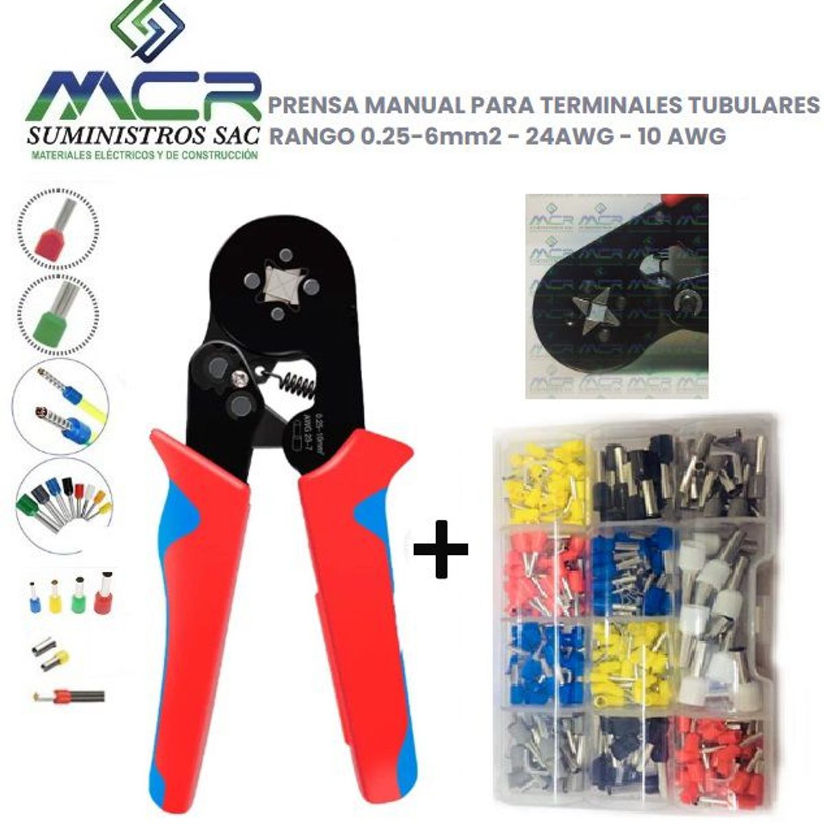 GENERICO - ALICATE PRENSA TERMINAL TUBULAR SOBREMOLDEADO  CAJA TERMINALES