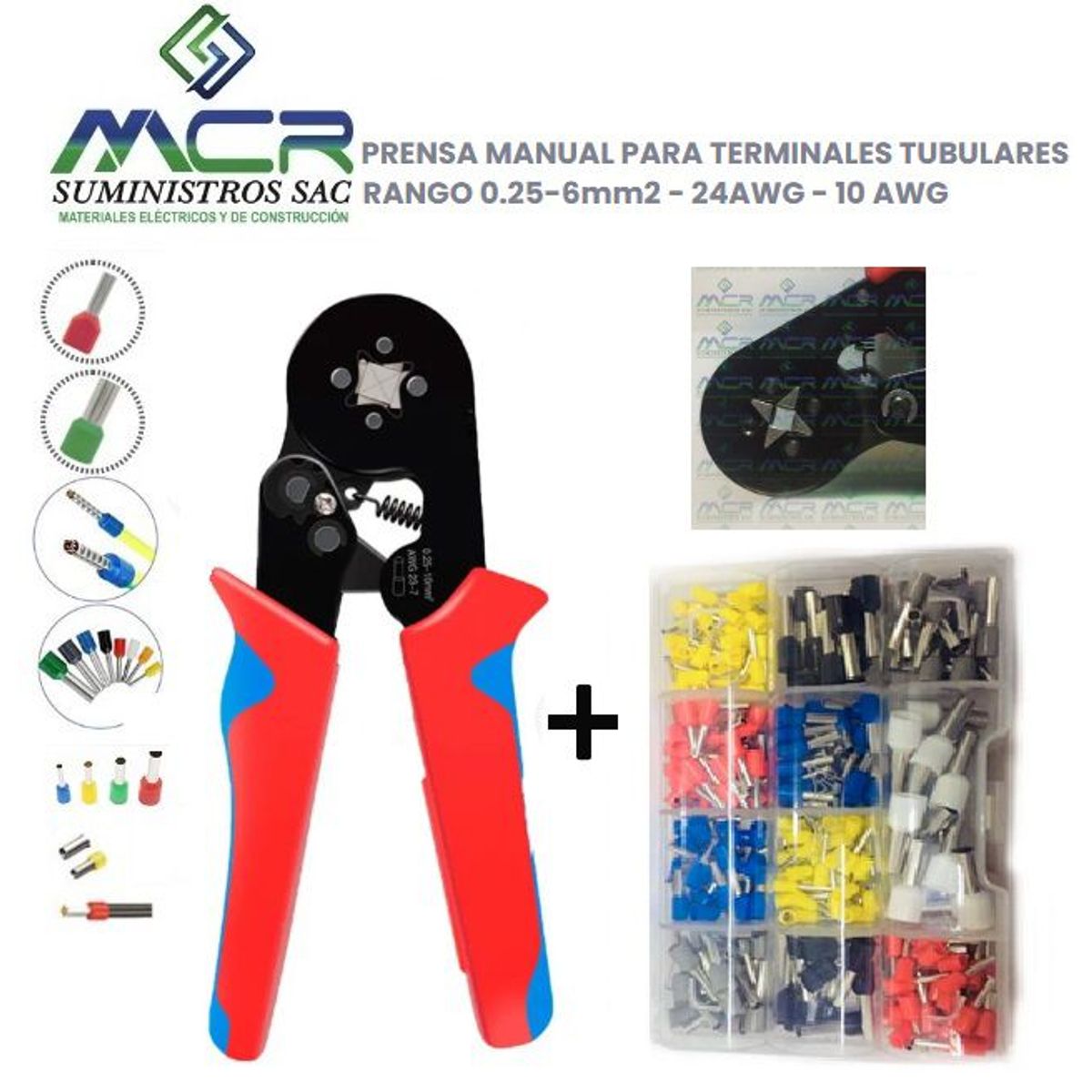 GENERICO - ALICATE PRENSA TERMINAL TUBULAR SOBREMOLDEADO  CAJA TERMINALES