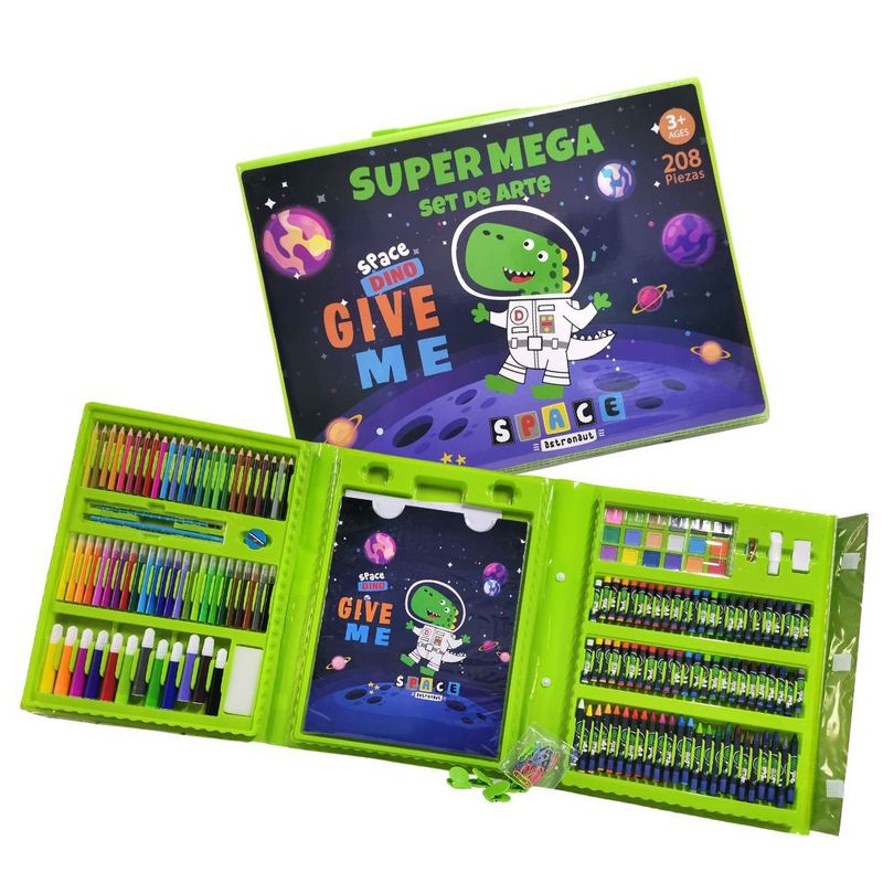 GENERICO - SET DE ARTE KAWAI SPACE DINO - 208 PZAS ESTUCHE GRANDE