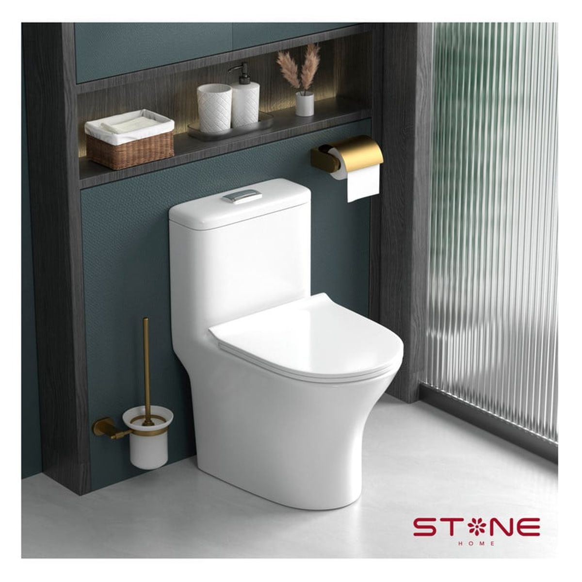 STONE - COMBO INODORO  MINIMALISTA STAN BLANCO  BOWL AMALIA MARMOLEADO STONE