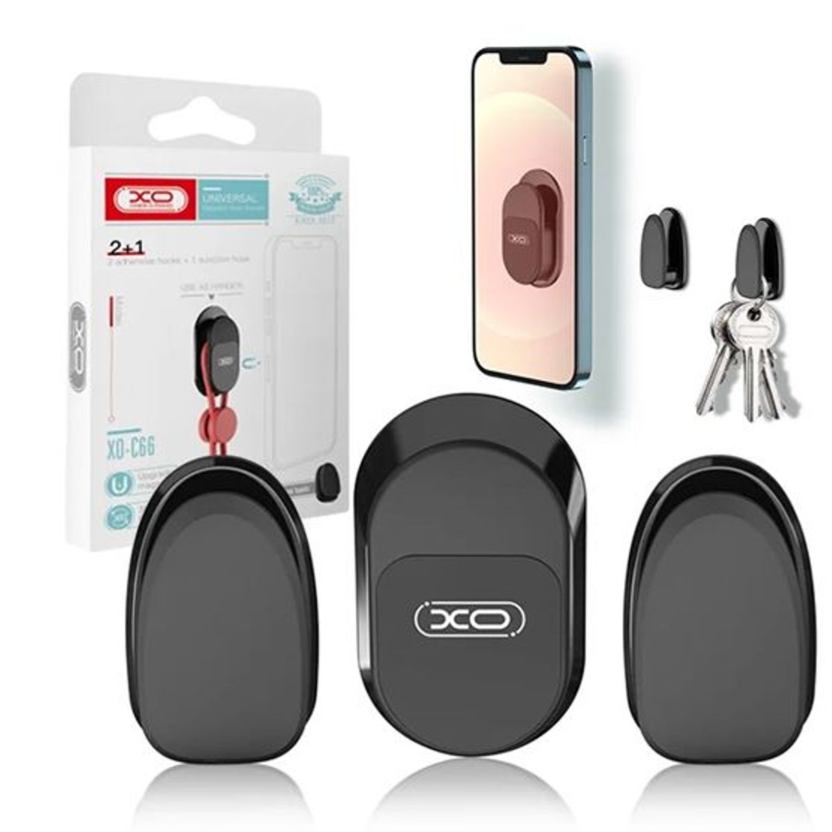 XO - Soporte De Celular Para Pared / Auto Magnético Multi XO-C66 Negro