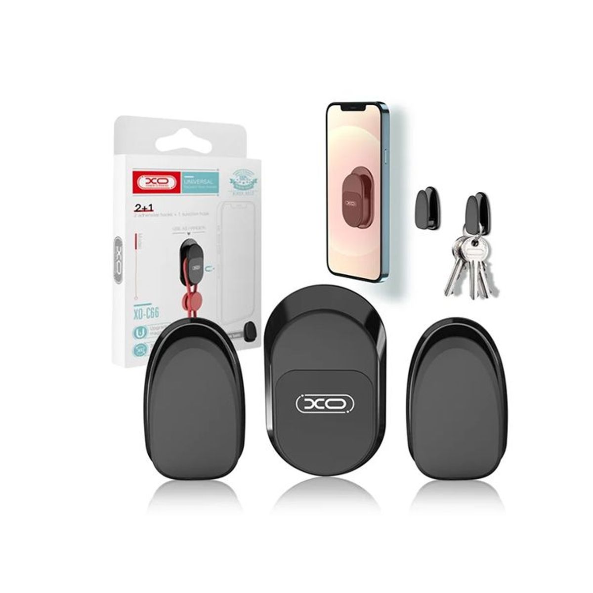 XO - Soporte De Celular Para Pared / Auto Magnético Multi XO-C66 Negro