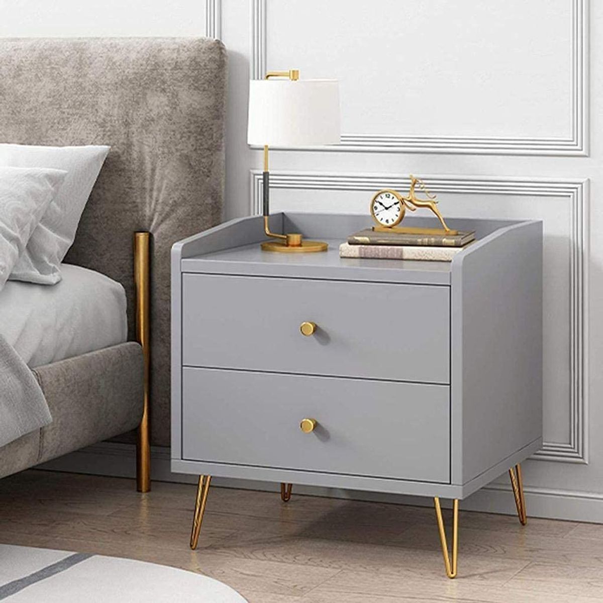 GENERICO - Velador Mesa De Noche Armado Dacia Color Gris - Gaudi