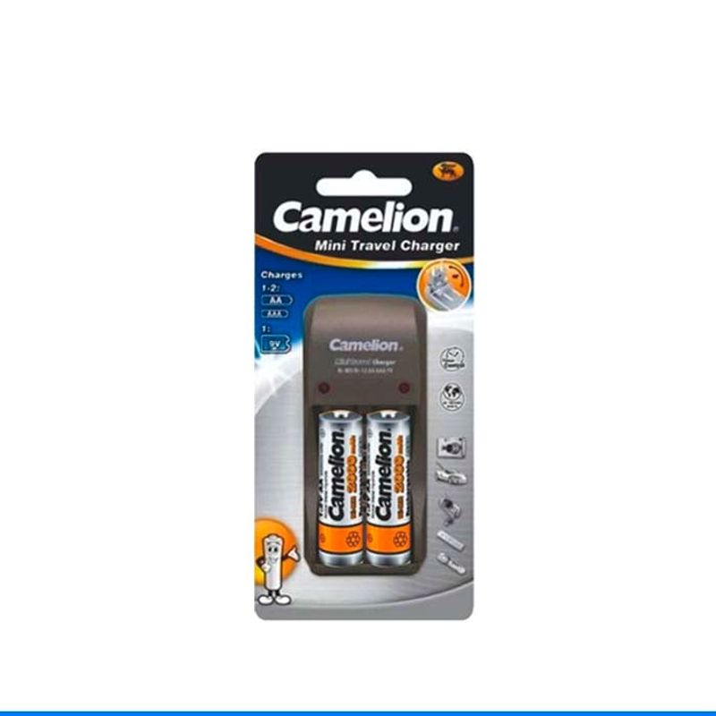 CAMELION - CARGADOR COMPACTO + 2 PILAS AA2000mAh CAMELION