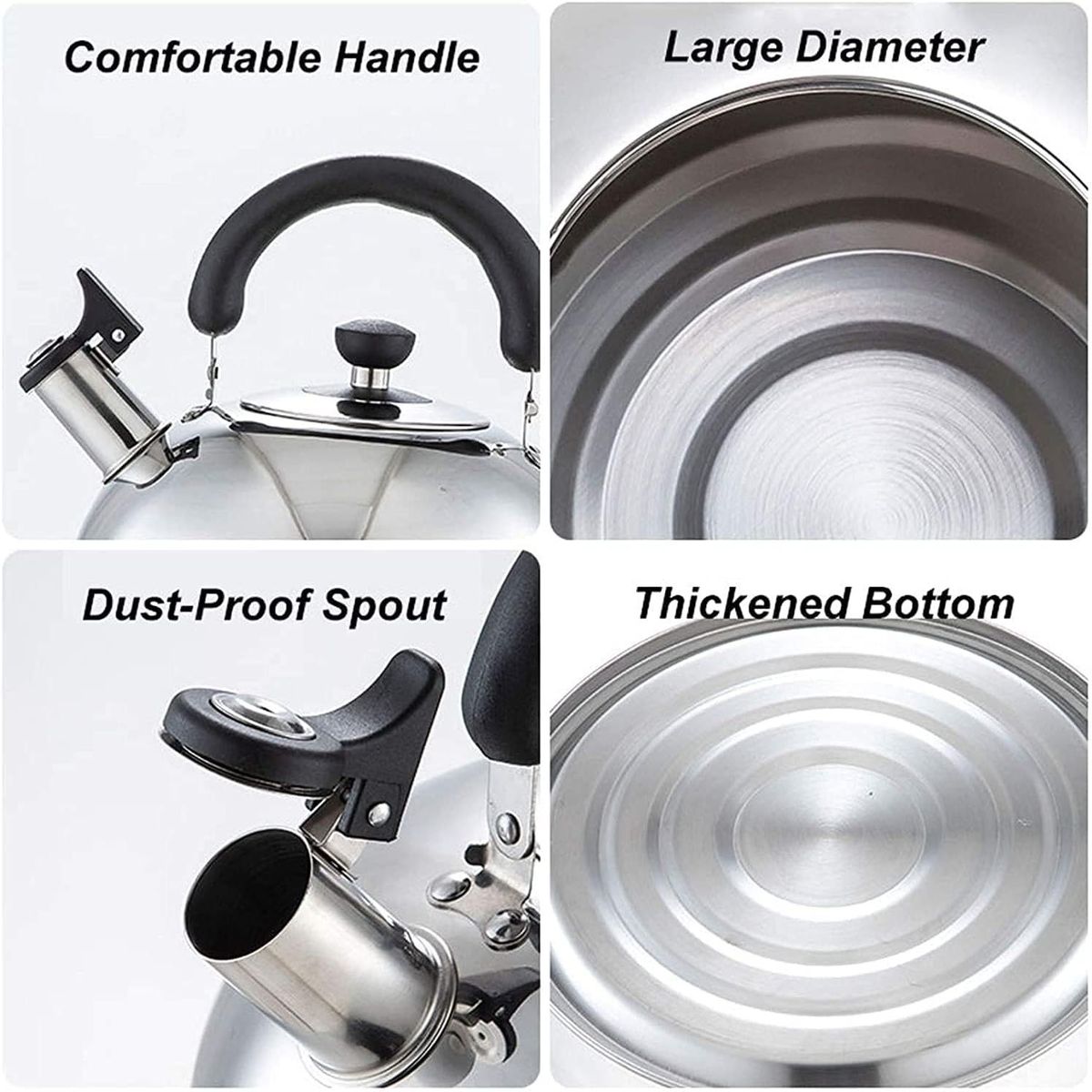 GENERICO - Tetera 4 Litros Acero Inoxidable 304 Con Silbador