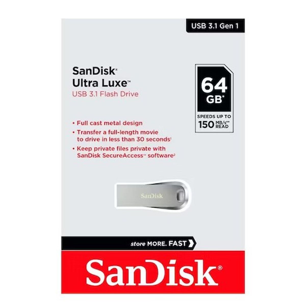 SANDISK - Memoria USB Sandisk Ultra Luxe 64GB 3.1 Flash Drive